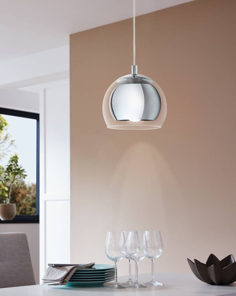 EGLO Hängeleuchte »ROCAMAR Pendellampe, Stahl und Glas, E27, IP20, Esszimmerlampe, Lampe«, 1 flammig, Leuchtmittel E27 | ohne Leuchtmittel, Hängeleuchte - Esstischlampe - für Küche, Esszimmer oder Wohnzimmer
