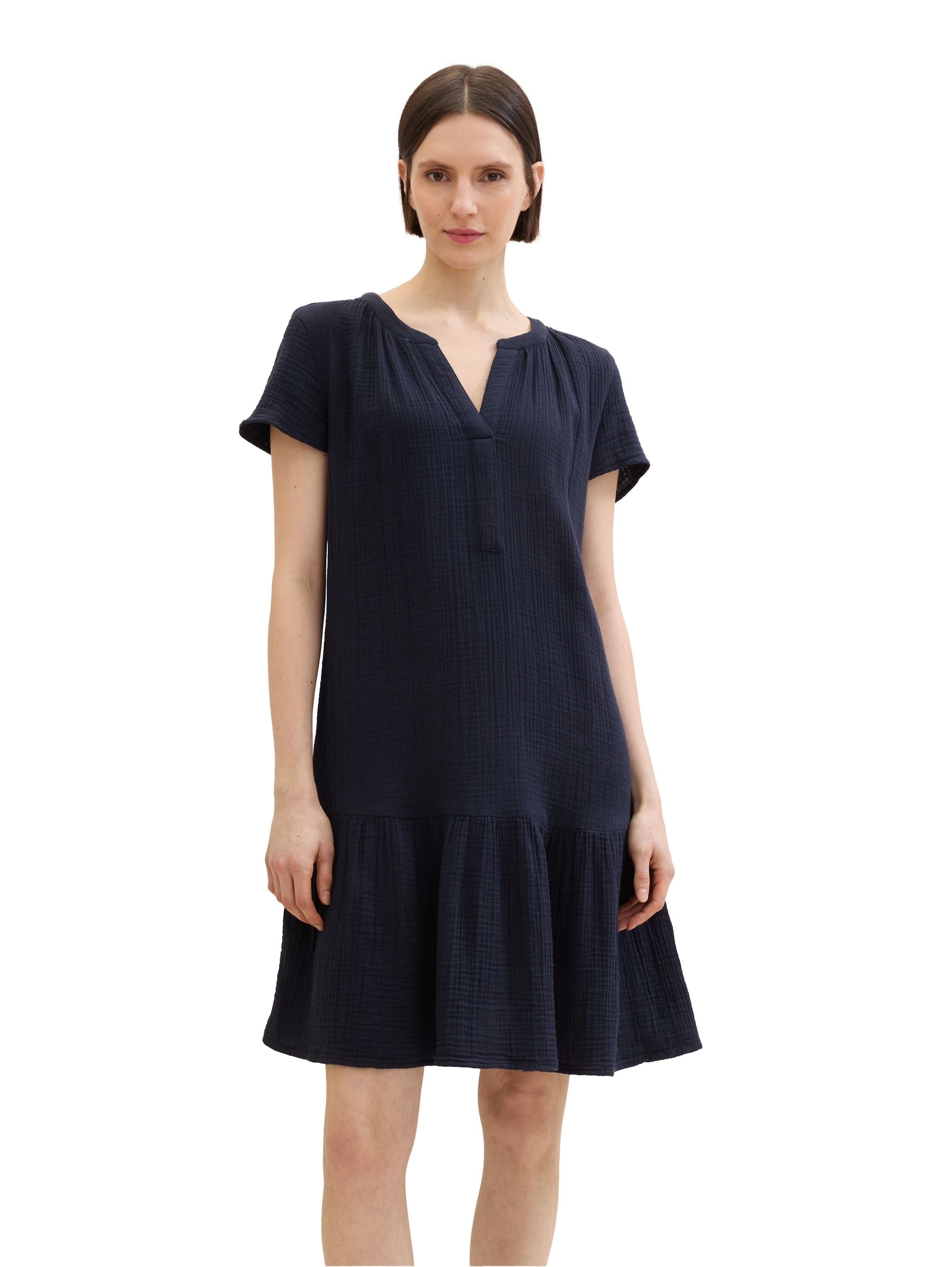 TOM TAILOR Minikleid, mit leichter Raffung - in Crincle-Optik