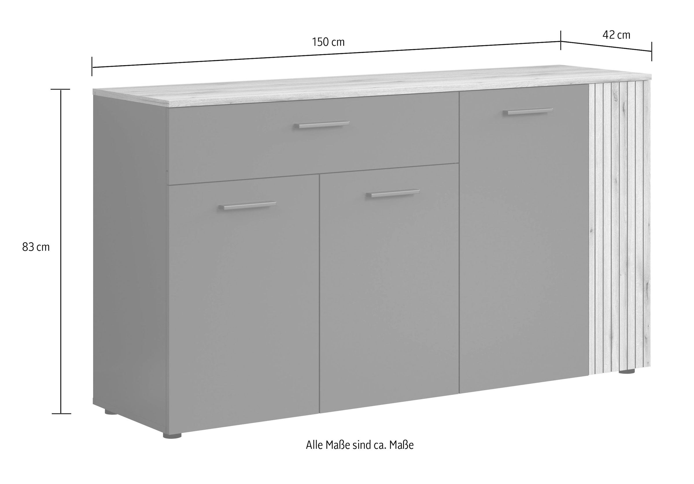 INOSIGN Sideboard »Estepona«, (1 St.), Kommode, Akustikpaneel-Look; Breite 150 cm