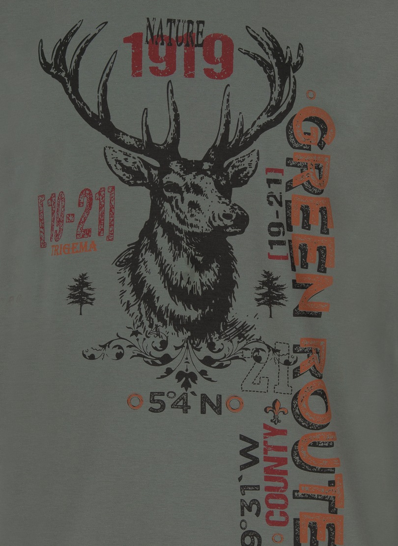 Trigema T-Shirt »TRIGEMA T-Shirt in Öko-Qualität mit Hirsch-Motiv«, (1 tlg.)
