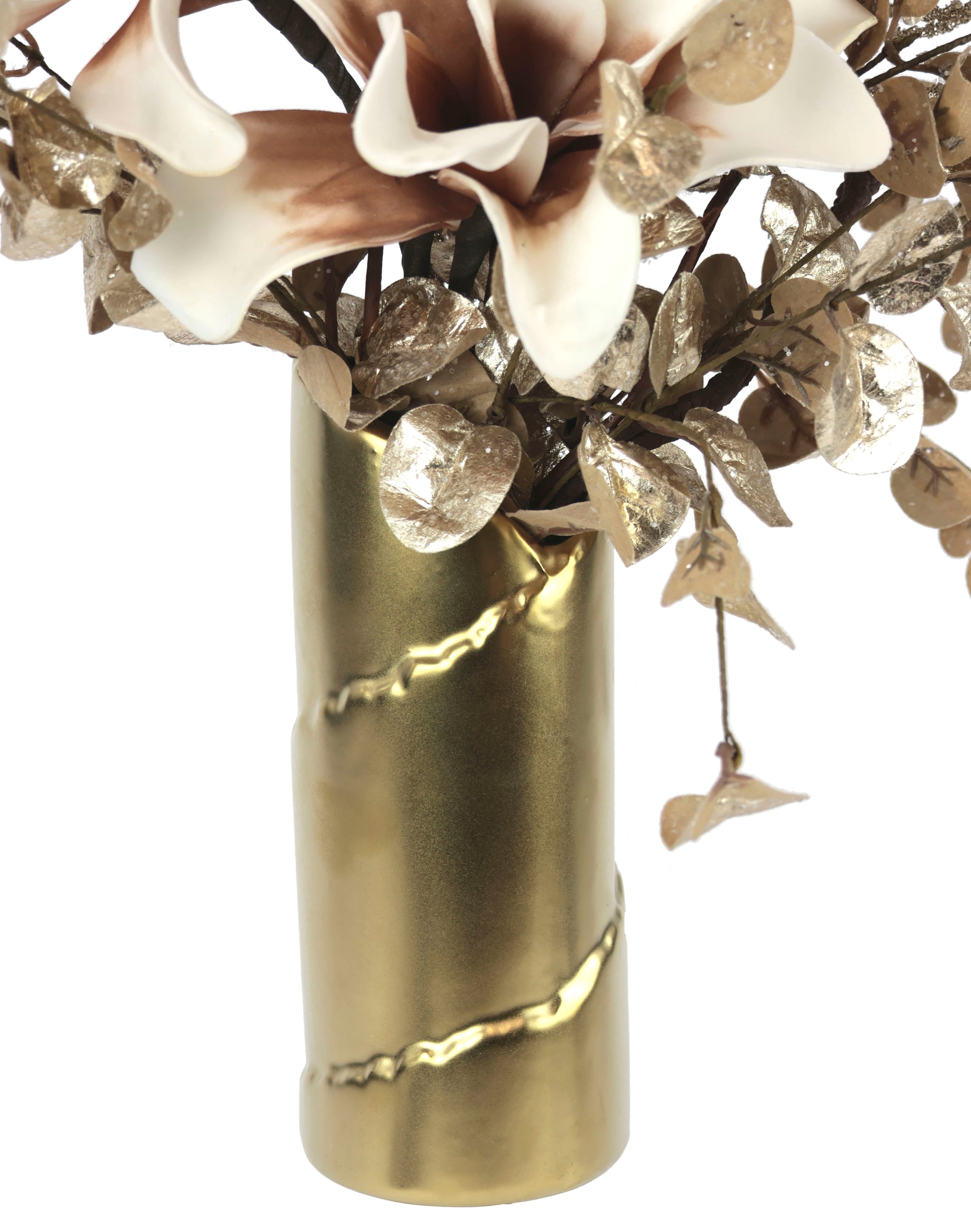 Weihnachtdeko,«, Blumenensemble, Weihnachtsgesteck in Vase, Kunstblumen-Arrangement, festliche »Gesteck, Soft-Magnolie Rechnung Winterliche kaufen auf I.GE.A. Kunstpflanze