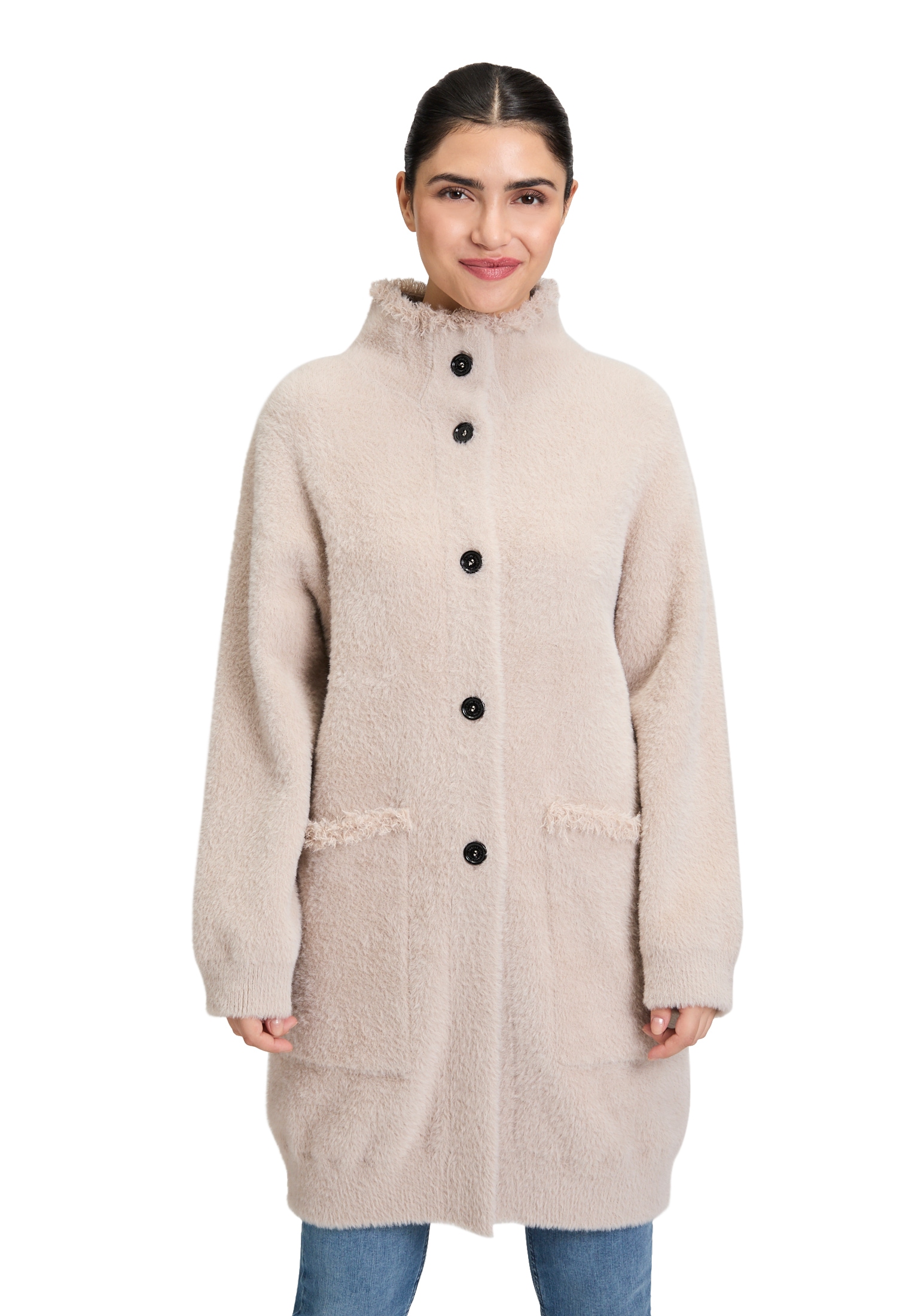 Amber & June Strickjacke »Winter-Strickjacke mit aufgesetzter Brusttasche«