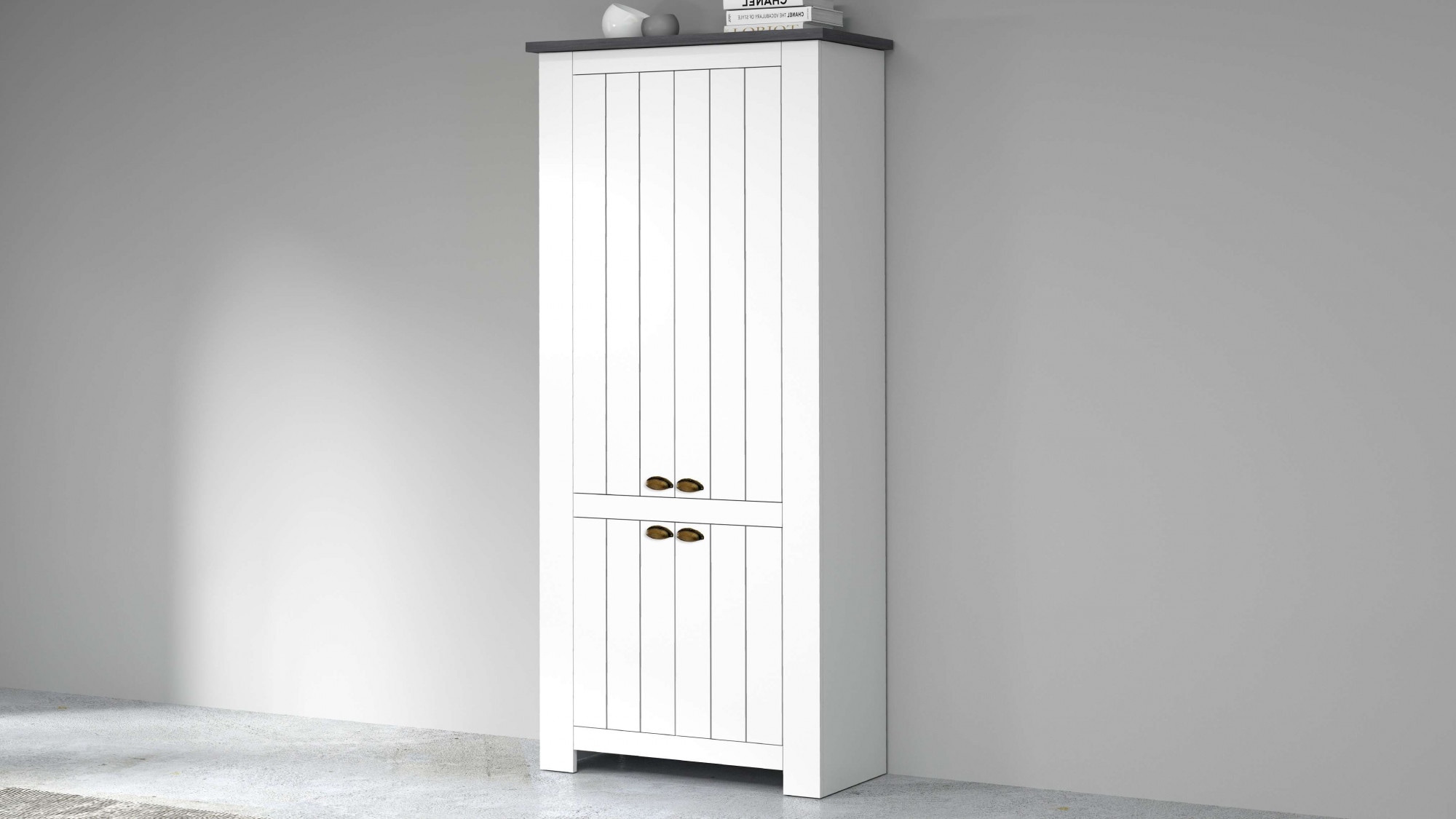 Home affaire Schuhschrank "FIGO, Made in Italy – Schuhkommode,Schuhregal für ca. 40 Paar Schuhe" 1 Stk. tlg. 4-Türig, Siebdruck-dekorative Fräsungen, 10 Fächer, Höhe 200 cm
