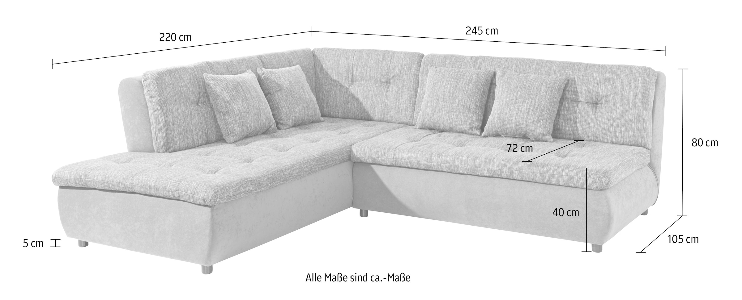 Trends by HG Ecksofa »Pool L-Form«, wahlweise mit Bettfunktion, frei im Raum stellbar