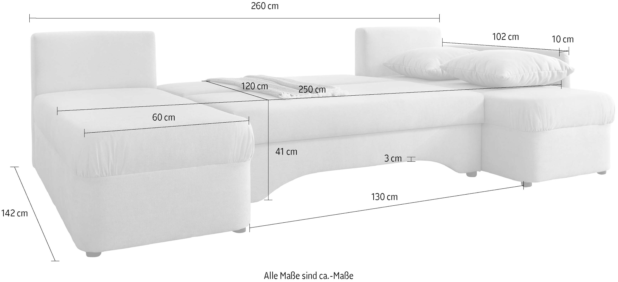 Jockenhöfer Gruppe Wohnlandschaft »Arktis U-Form«, mit Schlaffunktion und Stauraum/Bettkasten, Unser Dauertiefpreis