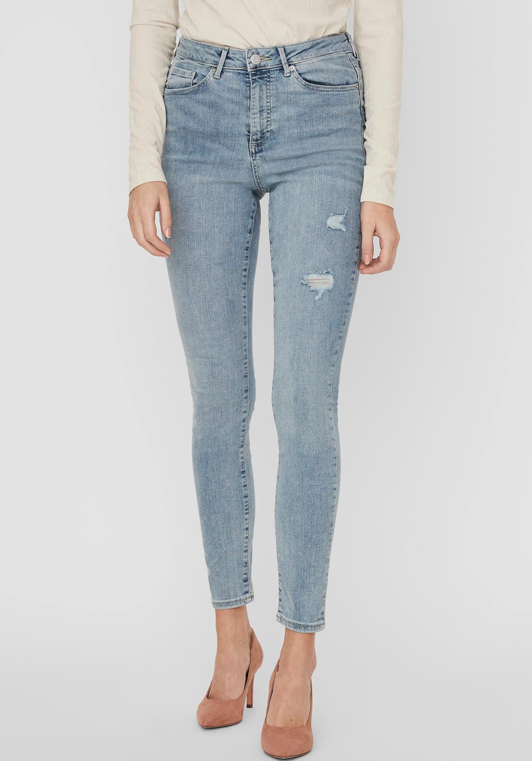 Skinny-fit-Jeans »VMSOPHIA HR SKINNY DESTR J AM314 NOOS«, mit Destroyed Effekt