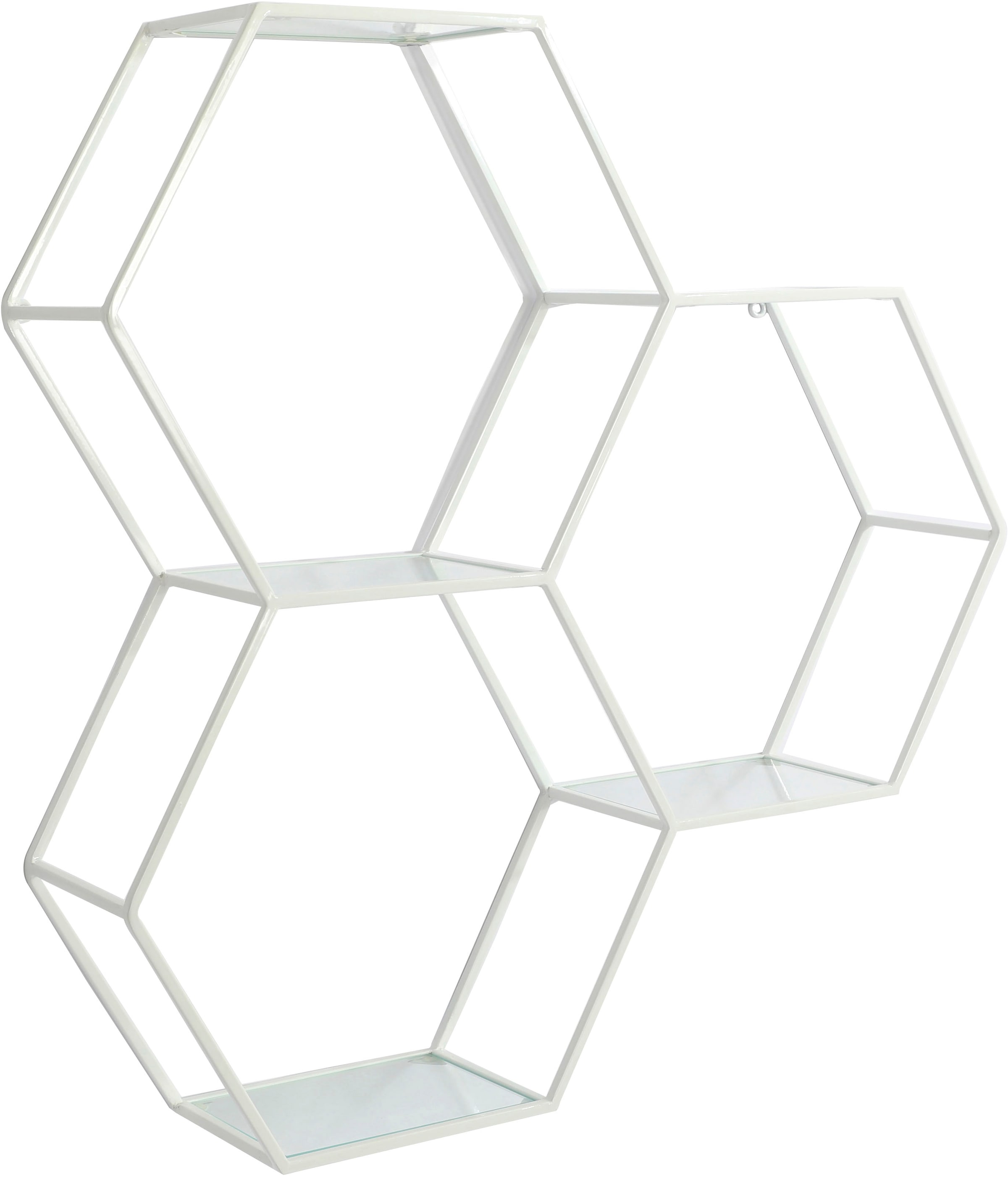 OTTO home Deko-Wandregal »Lenia, 3 Ablageflächen aus Glas in einer besonderen Form kombiniert« für elegantes und modernes Wohnen, aus Metall, in 3 Farben