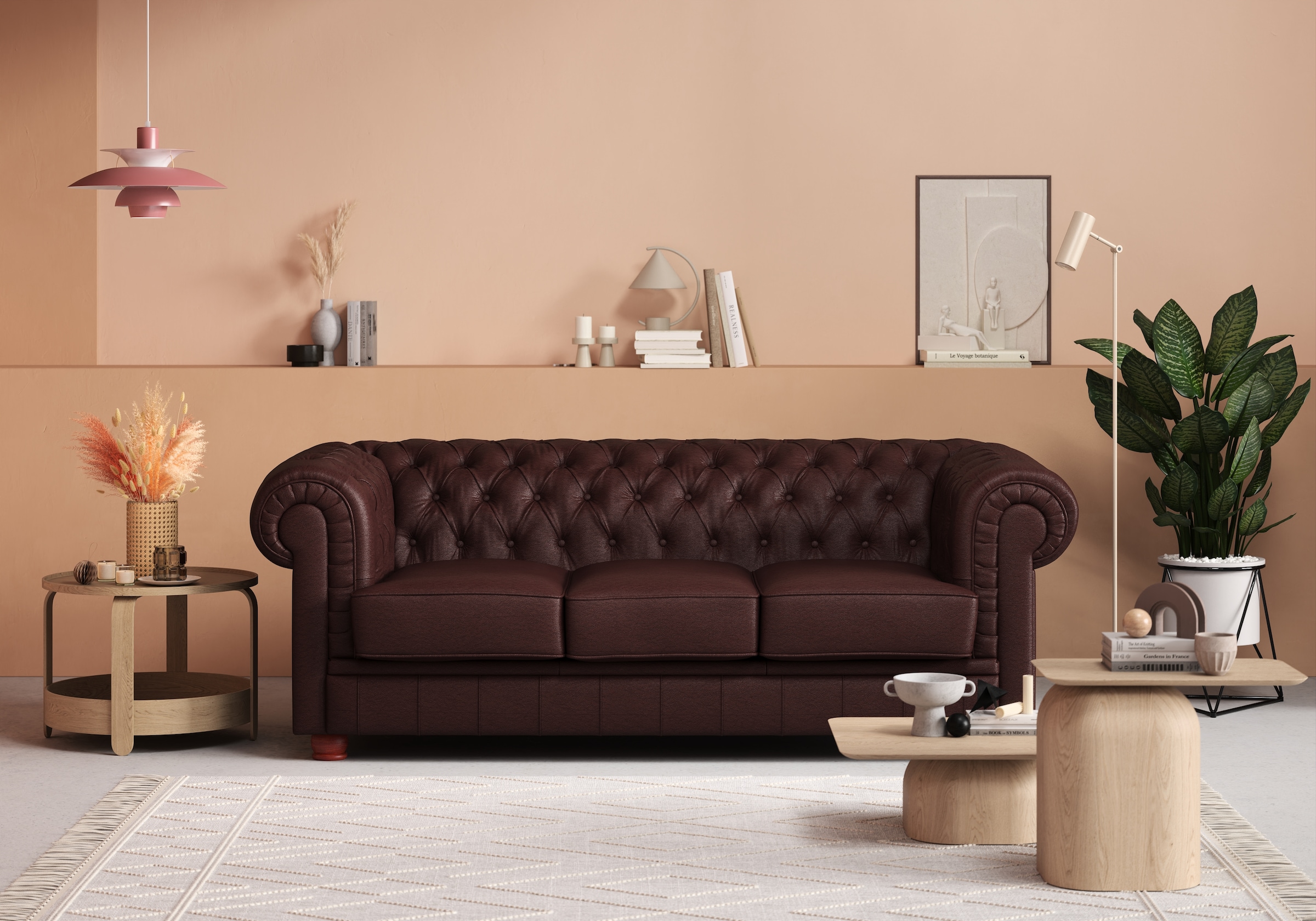 Max Winzer® Chesterfield-Sofa »Kent edel und bequem, tolle Detailverarbeitung, komfortable Armlehnen«, 3-Sitzer mit aufwendiger Knopfheftung, Breite 205 cm