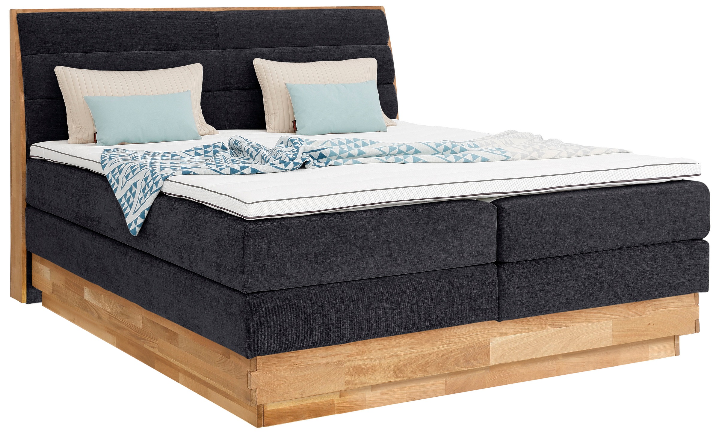 OTTO products Boxspringbett »Jenna«, ohne LED-Beleuchtung, mit zertifizierten, recycelten Bezugsstoffen