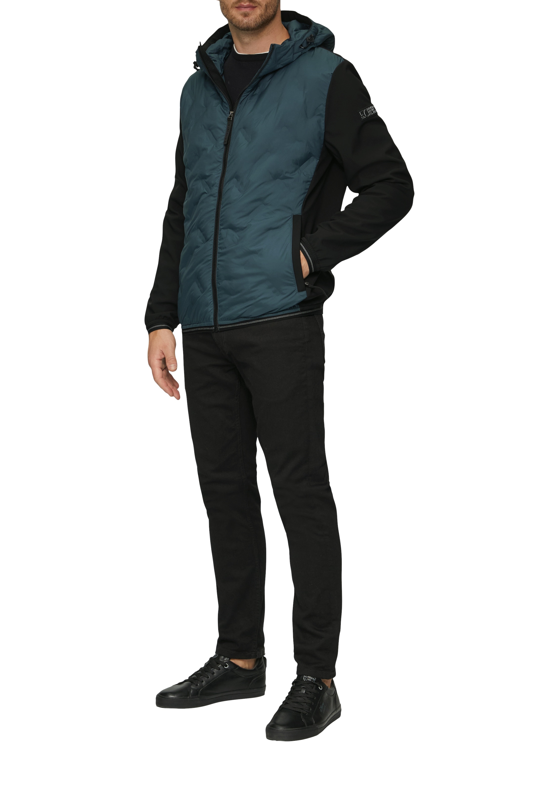 s.Oliver Steppjacke, mit Kapuze, mit Softshell-Ärmeln und Kapuze