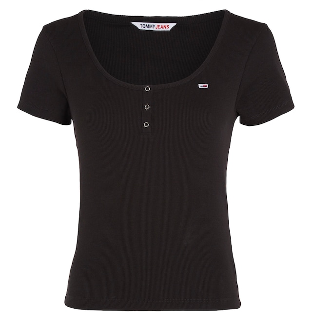 Tommy Jeans T-Shirt »TJW BBY BUTTON RIB C-NECK«, mit Tommy Jeans  Logostickerei bei ♕