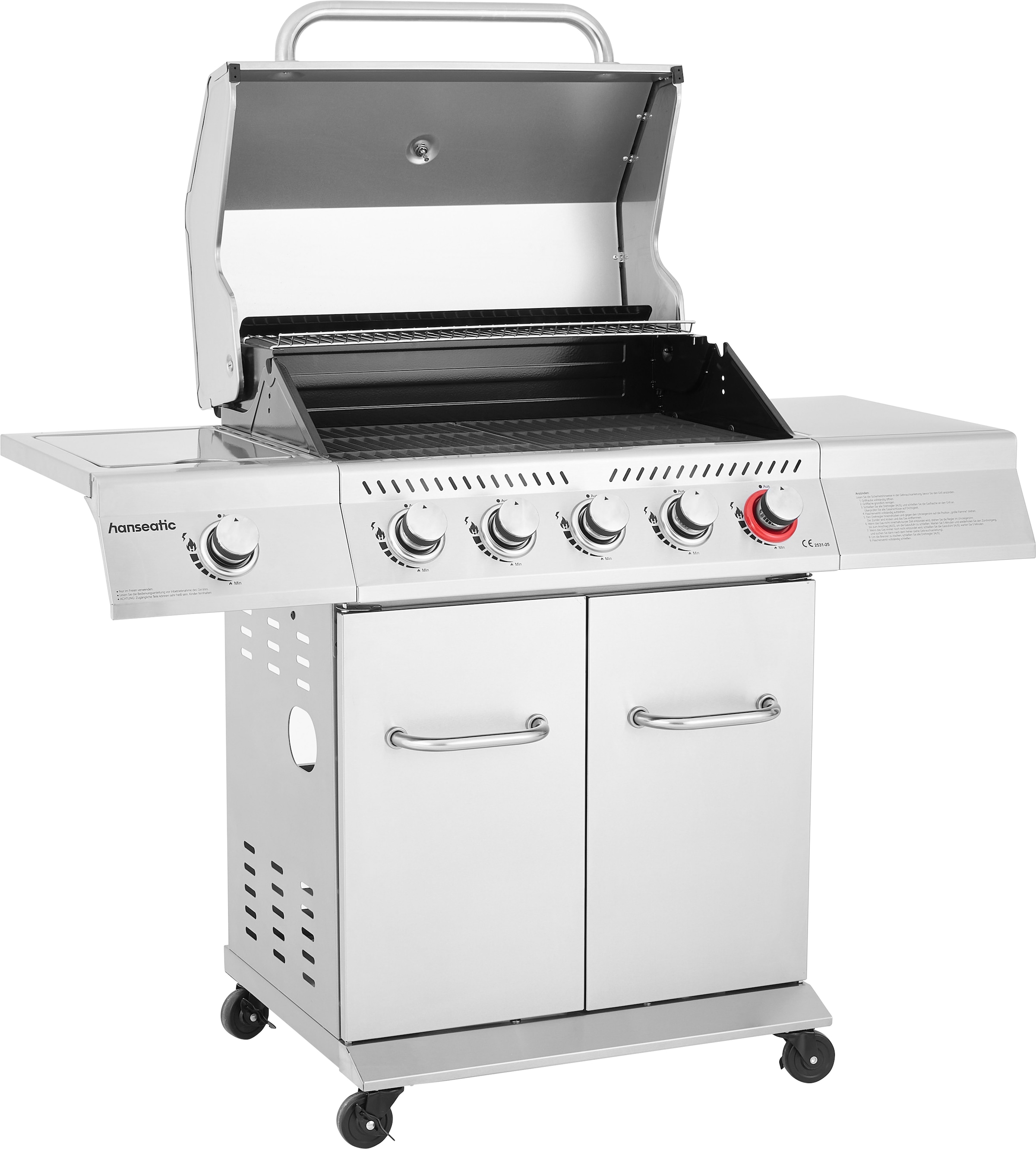 Hanseatic Gasgrill »Richland« BxTxH: 134,7 x 57 x 117 cm, 21,5 kW Gesamt, Edelstahl-Turbobrenner