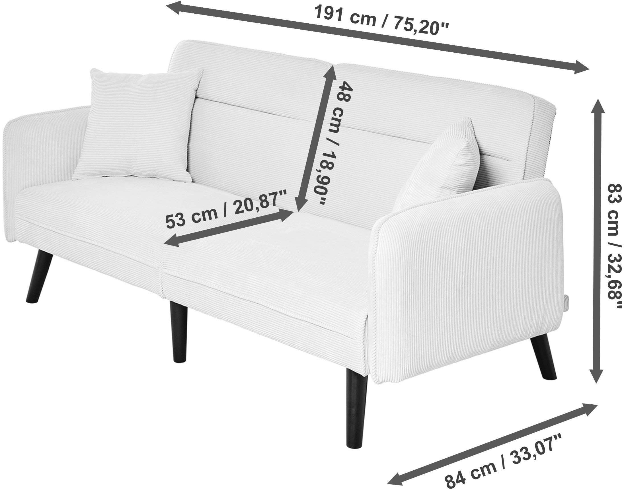 Jahnke Schlafsofa »CHILLAX LINE« mit Relax-und Schlaffunktion, inkl. Kissen, Breite 191 cm