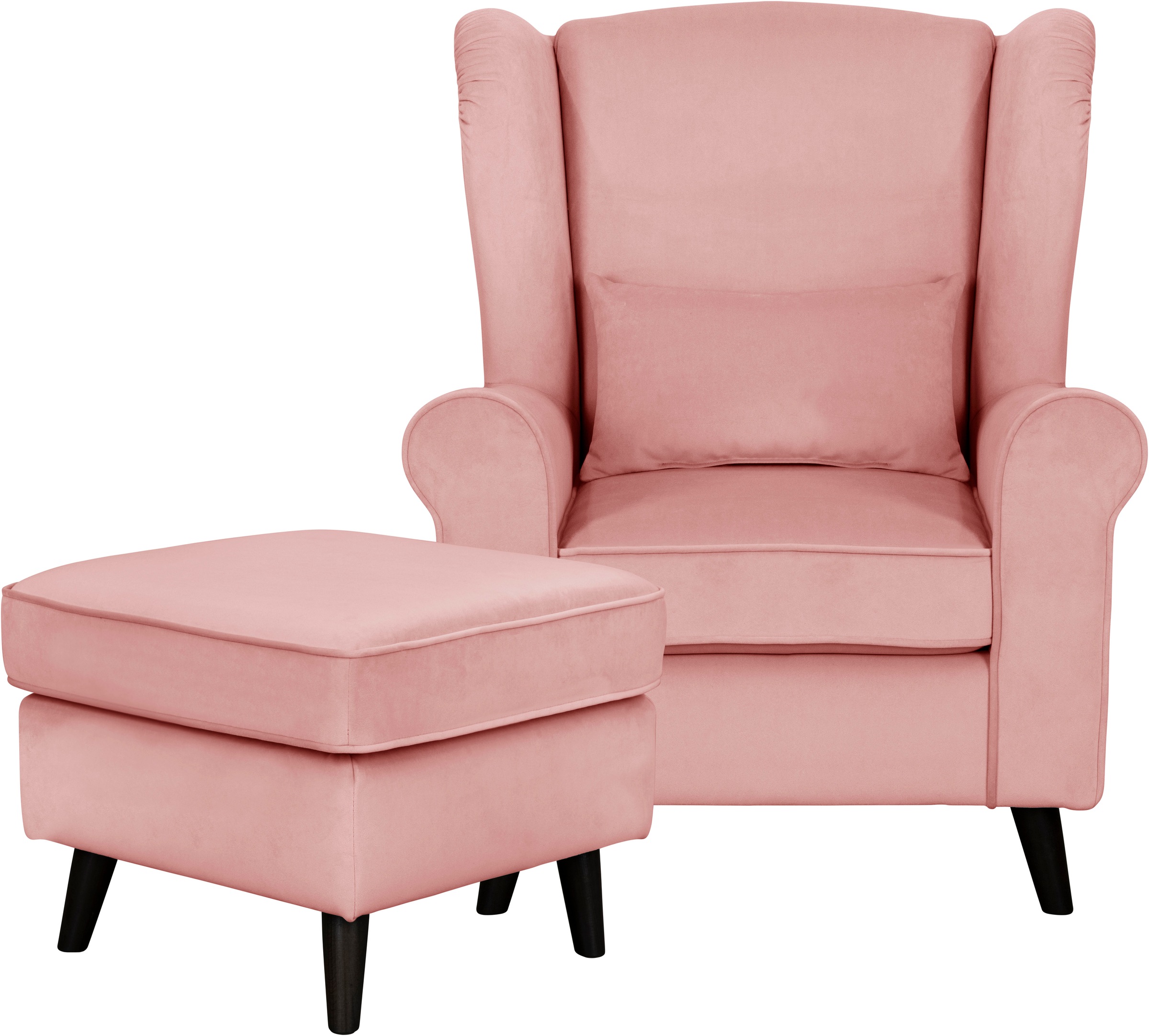 Home affaire Sessel »Ohrensessel CHISTELLE, wahlweise mit Polsterhocker«, mit Wellenunterfederung, Maße: B/T/H: 81/87/99 cm