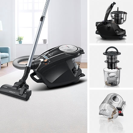 BOSCH Bodenstaubsauger »Serie 8 ProSilence BGS7MS64, Hygiene-Filter, 10 Jahre Motorgarantie«, 800 W, beutellos, Hartbodendüse, hohe Saugkraft, langes Kabel, extrem leise, schwarz