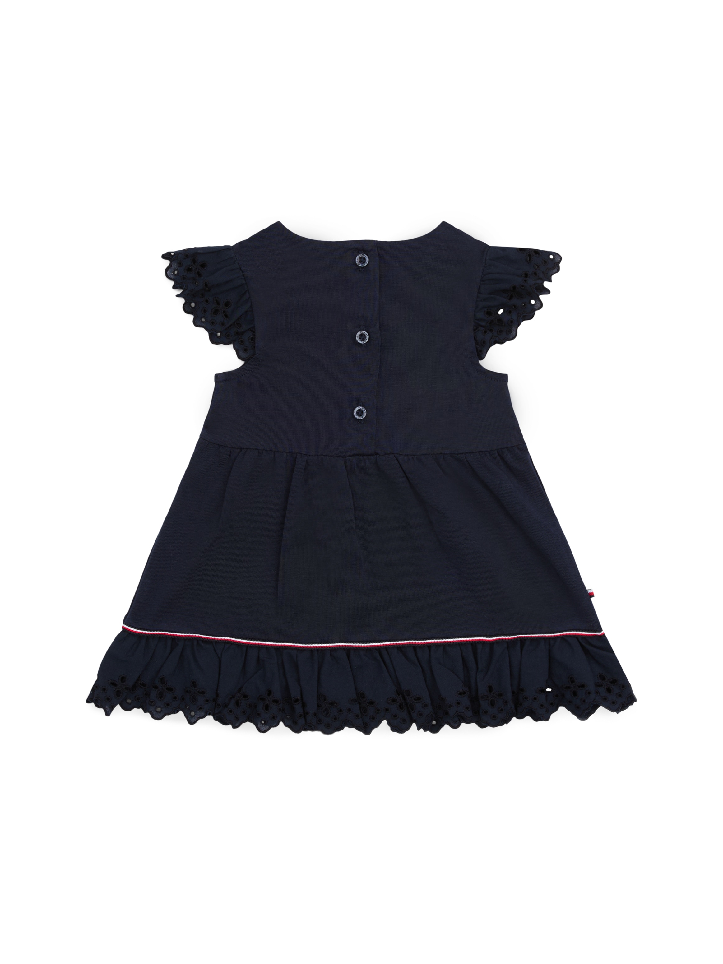 Tommy Hilfiger Sommerkleid »BRODERIE ANGLAISE DRESS SS«, mit Logo-Kontrastband, mit Logostickerei