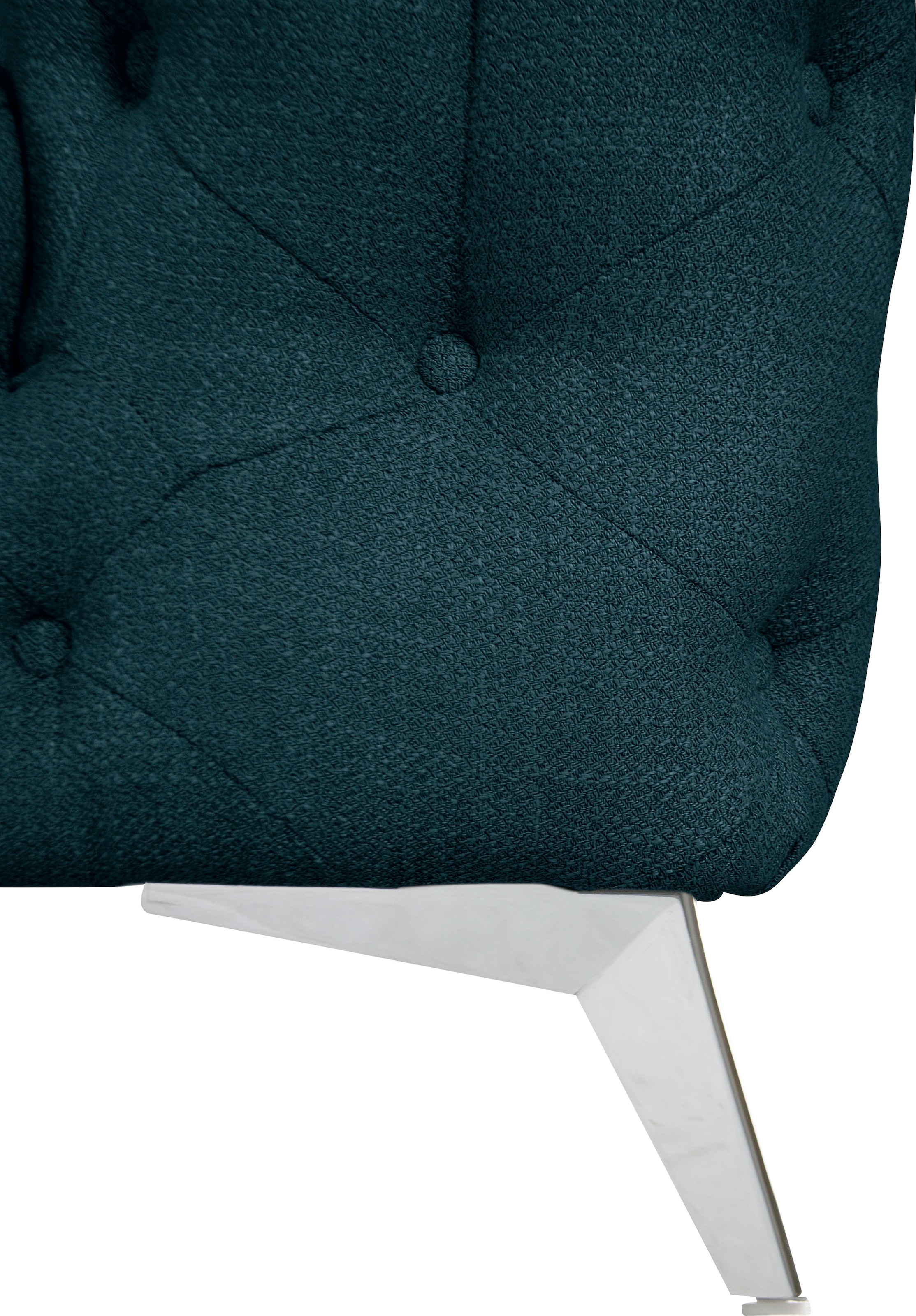 Leonique Chesterfield-Sofa »Ecksofa GLYNIS L-Form mit Wellenunterfederung, Maße B/T/H 264/264/75cm«, aufwändige Knopfheftung, moderne Chesterfield Optik, Fußfarbe wählbar