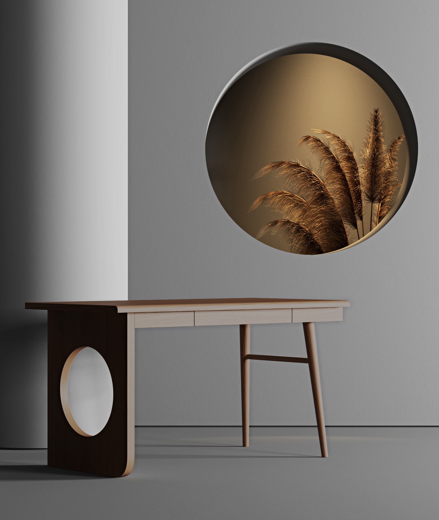 Woodman Schreibtisch »Bau«, edles Holzfurnier aus Nussbaum, Breite 140 cm