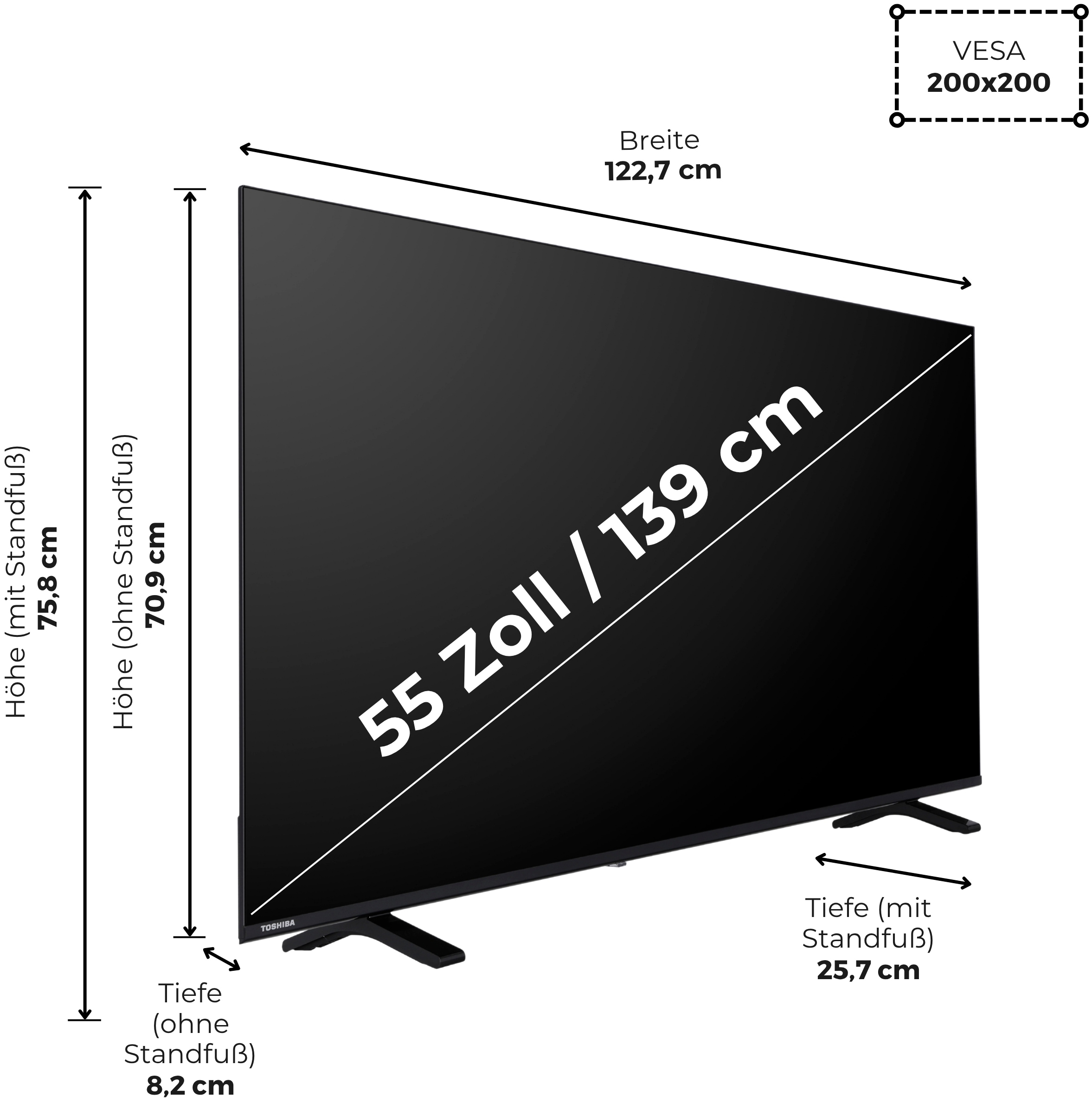 Toshiba LED-Fernseher »55UV1563DDW« 139 cm/55 ″ Smart-TV