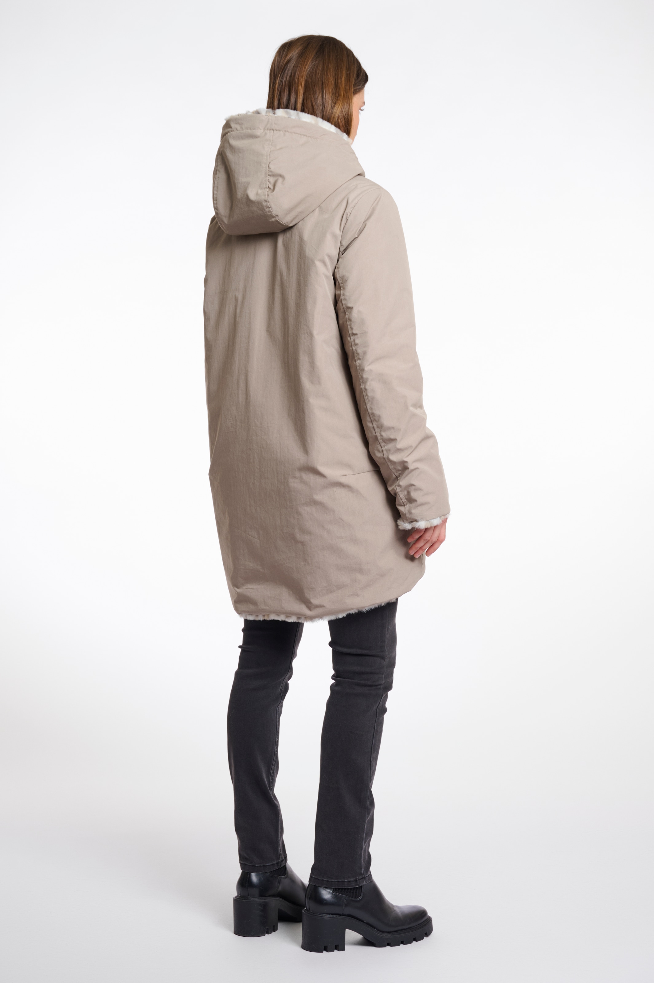 Rino & Pelle Parka, mit Kapuze, mit kontrastfarbenen Details