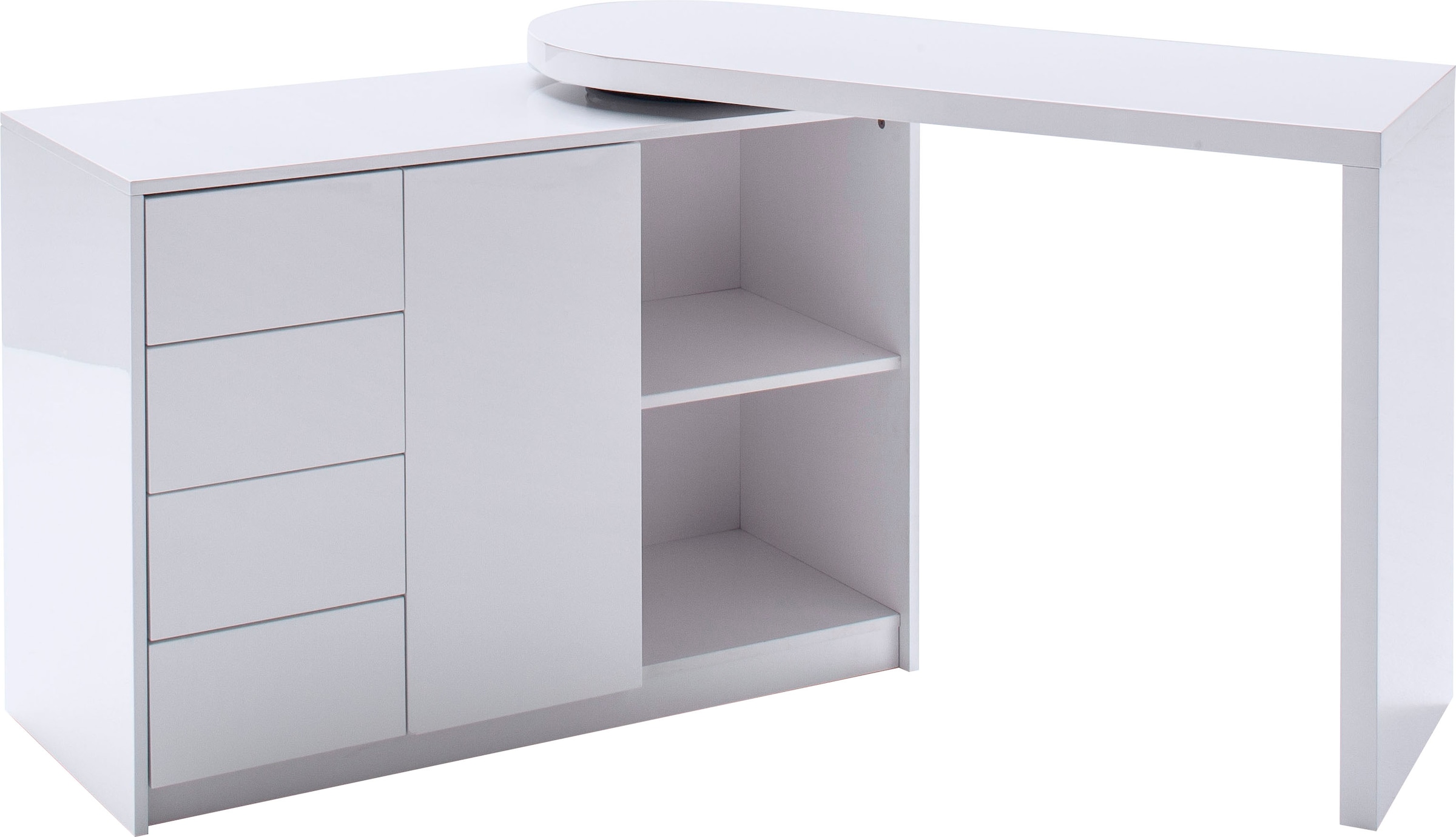 MCA furniture Schreibtisch »Matt«, Weiß Hochglanz mit Regalschrank,  Tischplatte Schwenkbar auf Rechnung bestellen