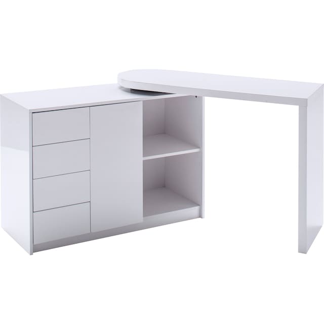 »Matt«, MCA Regalschrank, auf Hochglanz Rechnung Schreibtisch bestellen Schwenkbar mit Tischplatte furniture Weiß