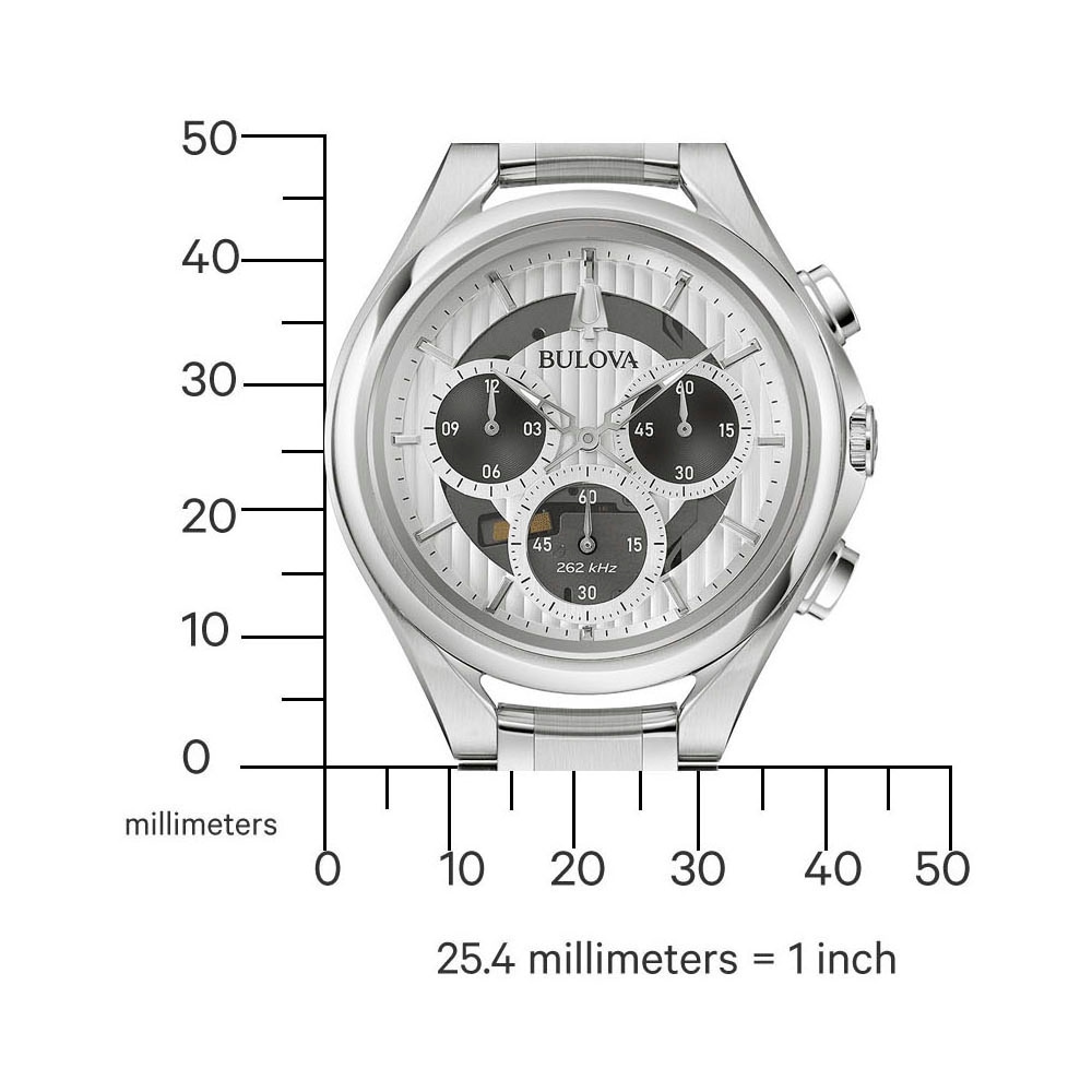 Bulova Chronograph »Curv«, Armbanduhr, Quarzuhr, Herrenuhr, Edelstahlarmband, Saphirglas