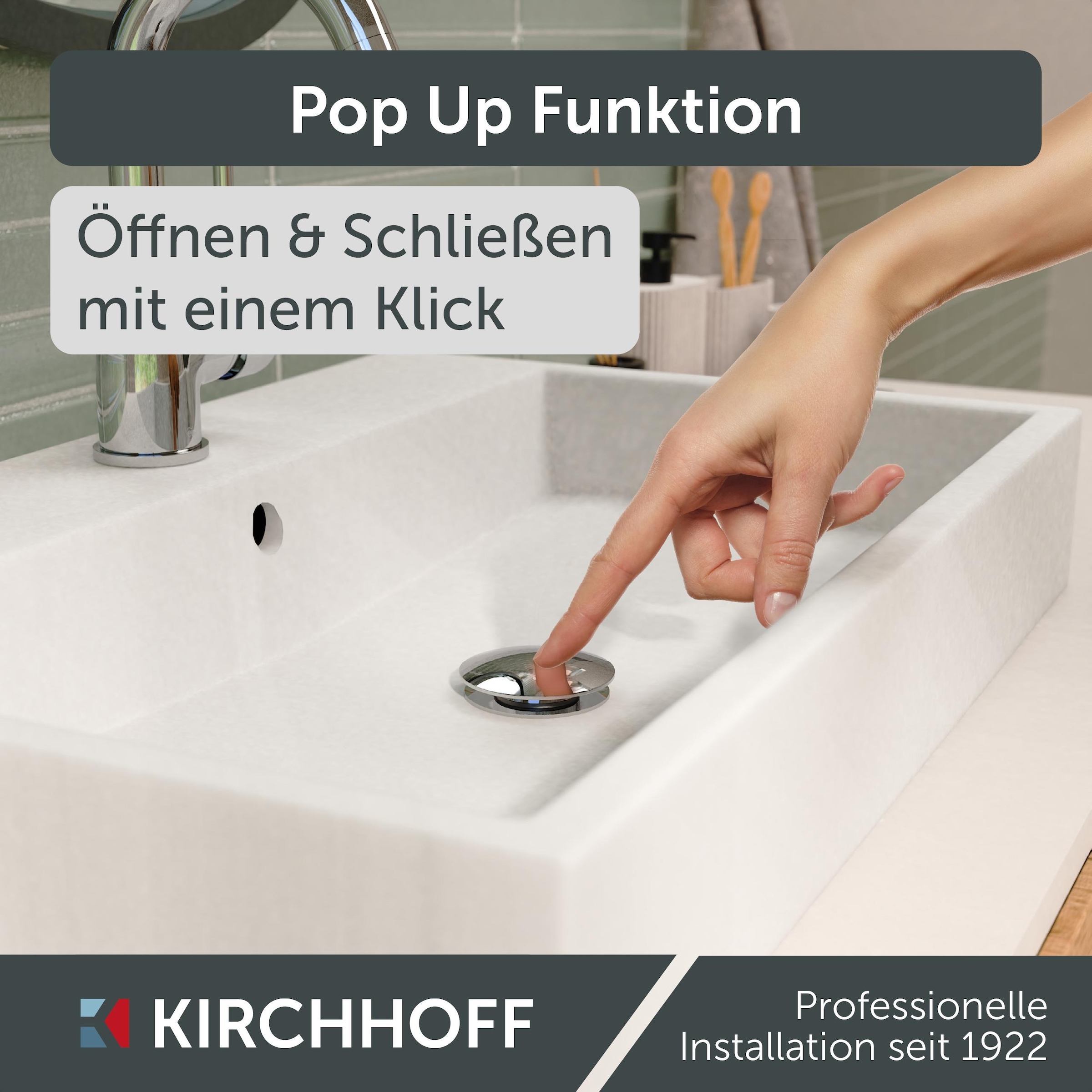 Kirchhoff Duschablauf, Universal Waschbecken Ablaufgarnitur, Abfluss Stöpsel, Chrom