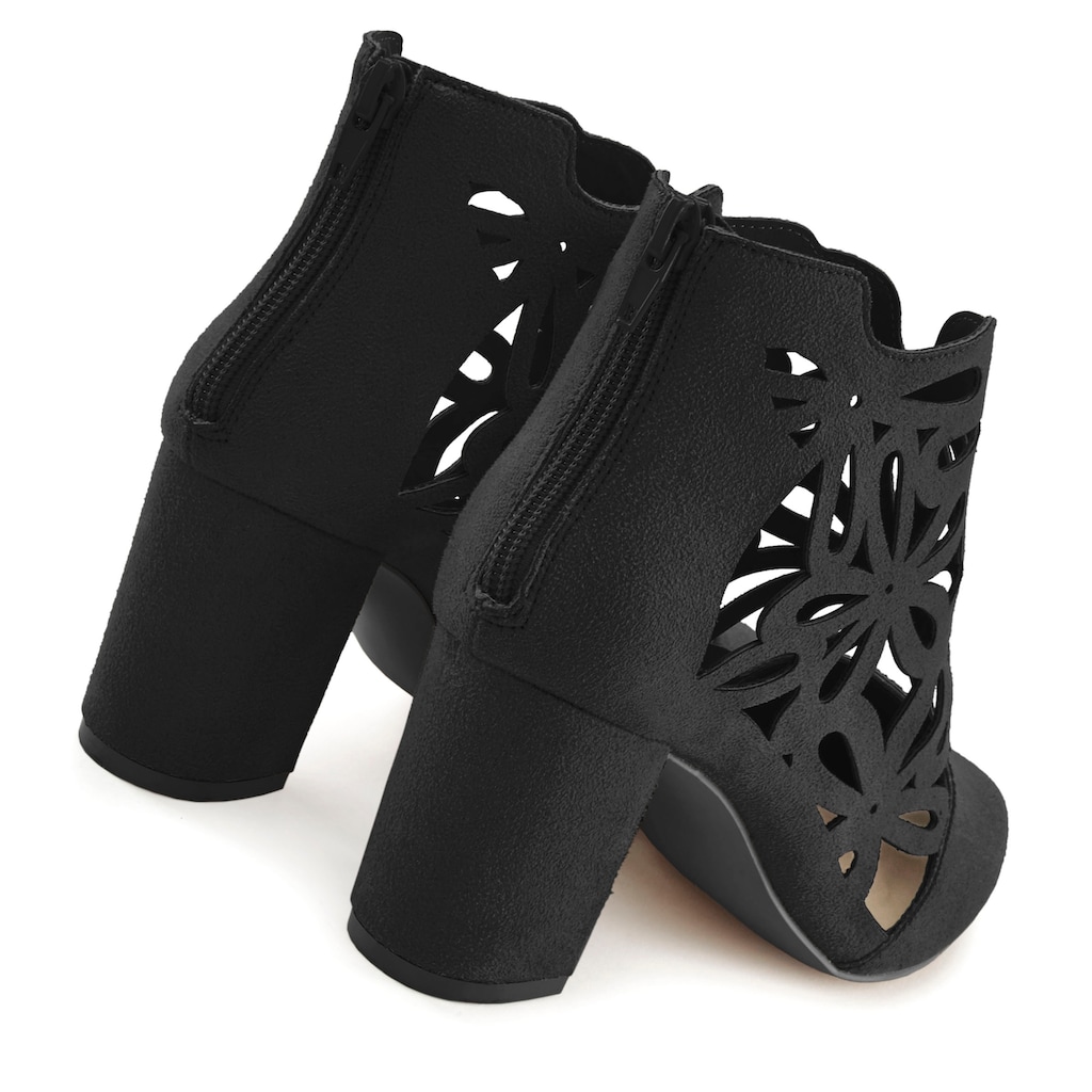 LASCANA High-Heel-Stiefelette, mit femininer Spitze und Blockabsatz, Ankle Boot, Stiefel