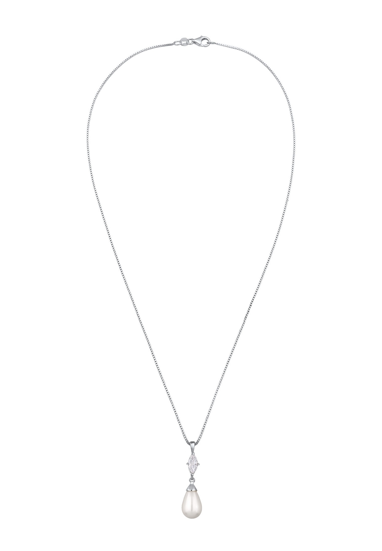 Elli Silberkette »Halskette Muschelkernperle Zirkonia Weiß 925 Sterling Silber«
