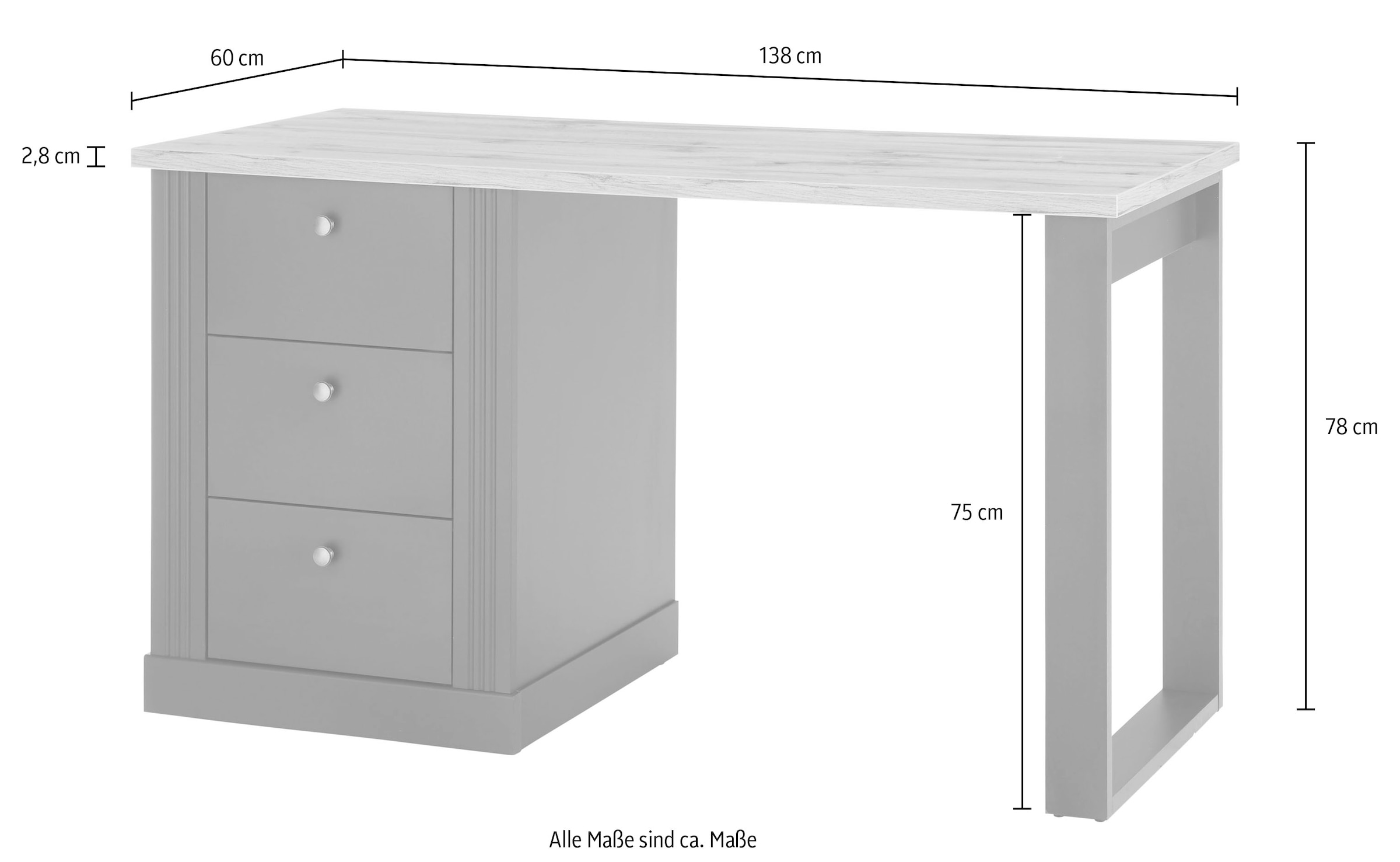 Home affaire Schreibtisch »WESTMINSTER«, im romantischen Landhausstil, Breite 138 cm