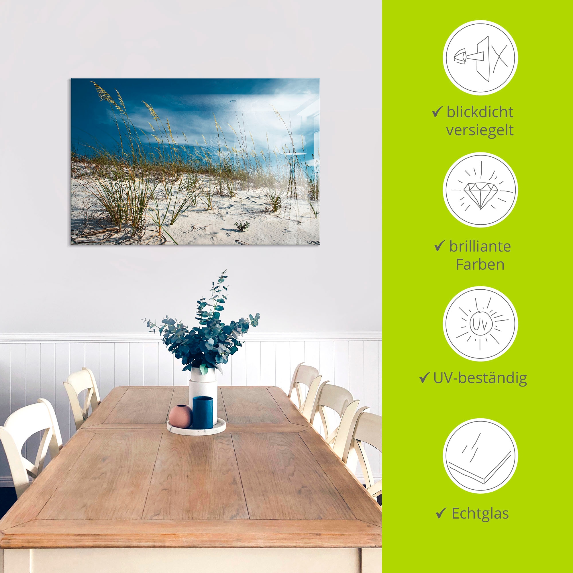 Artland Glasbild »Sanddüne und Gräser« Strand 1 Stk. tlg. in verschiedenen Größen