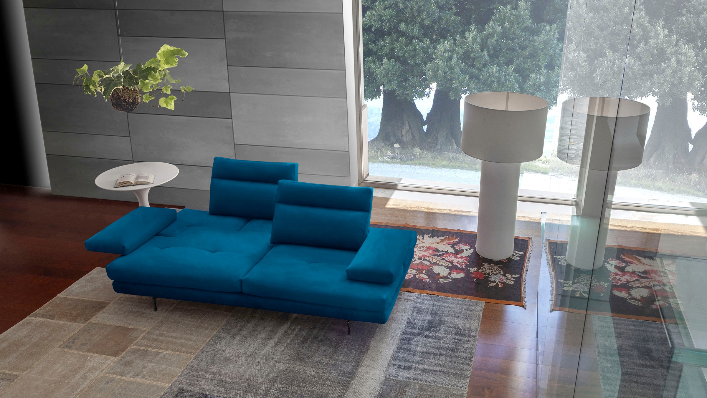 CALIA ITALIA 3,5-Sitzer »Toby Wing, italienisches Designsofa, super bequem, Megasofa«, inkl. Sitztiefenverstellung und Armteilfunktion, Füße in Schwarz matt