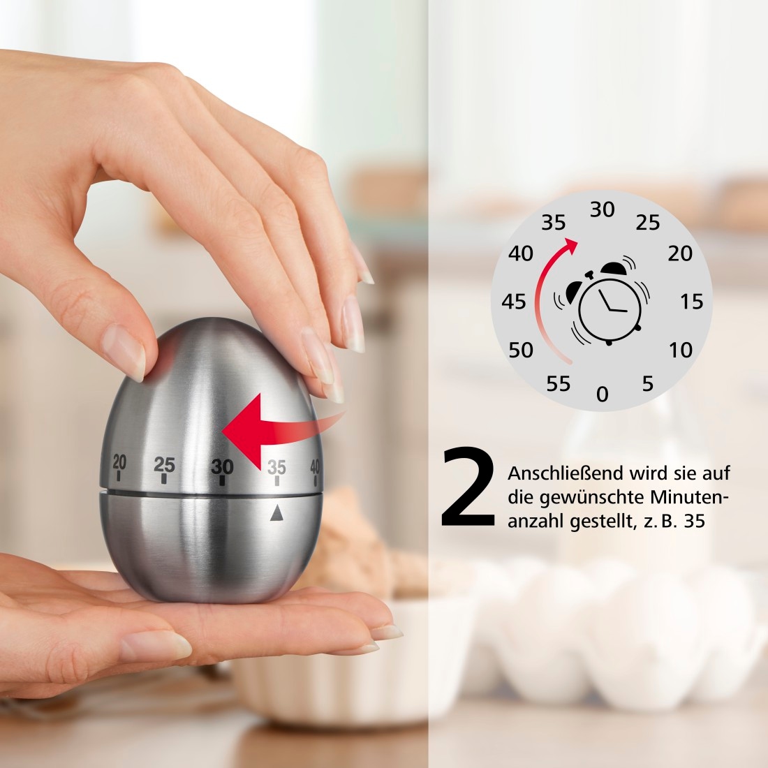 Xavax Küchentimer »Eieruhr Küchentimer Kurzzeitmesser Kurzzeitwecker« Edelstahl