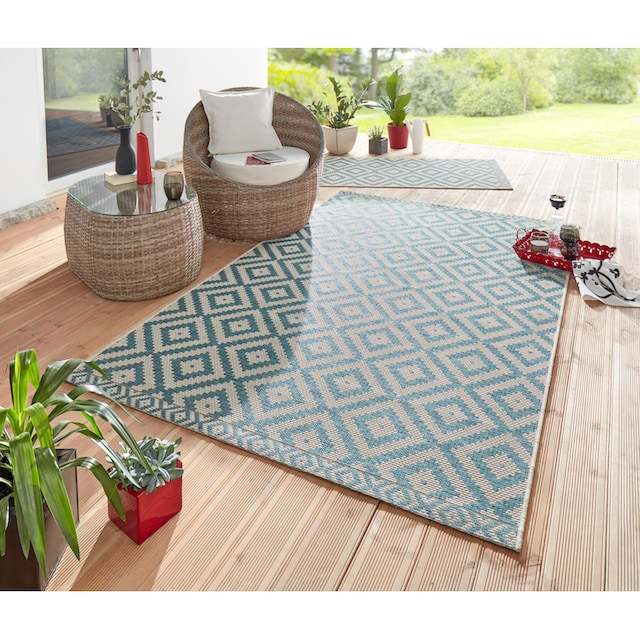 freundin Home Collection Teppich »Summer«, rechteckig, In-und Outdoor  geeignet, Rauten Design, Pflegeleicht, Flachgewebe