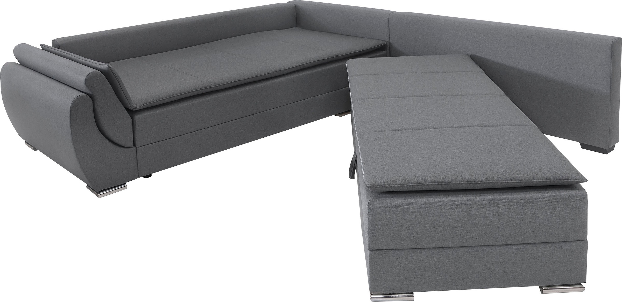 INOSIGN Ecksofa »Göteborg«, mit Boxspring-Bettfunktion und Bettkasten, Dauerschlaffunktion, Topper