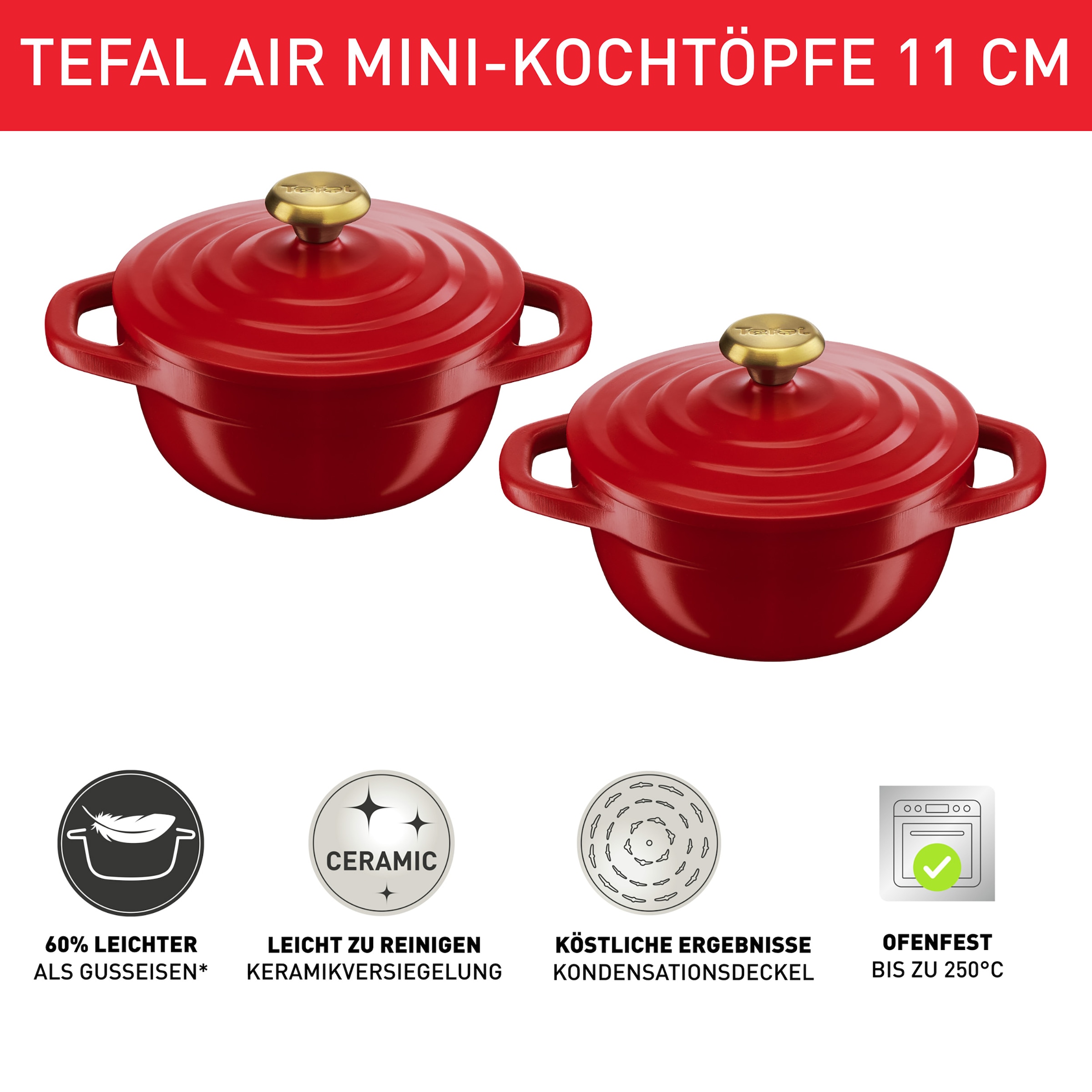 Tefal Topf-Set »Air« Set, 4 Stk. tlg. Aluminiumguss