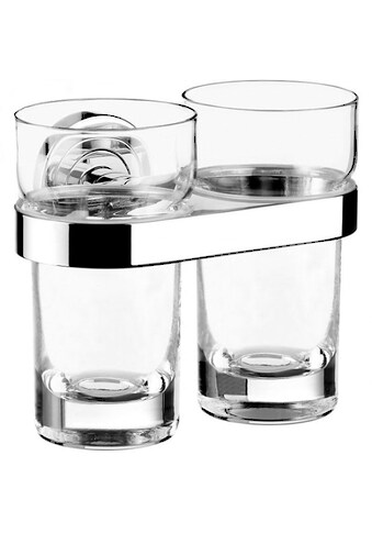 Emco Zahnputzbecher »Emco Polo«, (Set, 3 St.), Doppelglashalter, klares Glas, verchromt kaufen