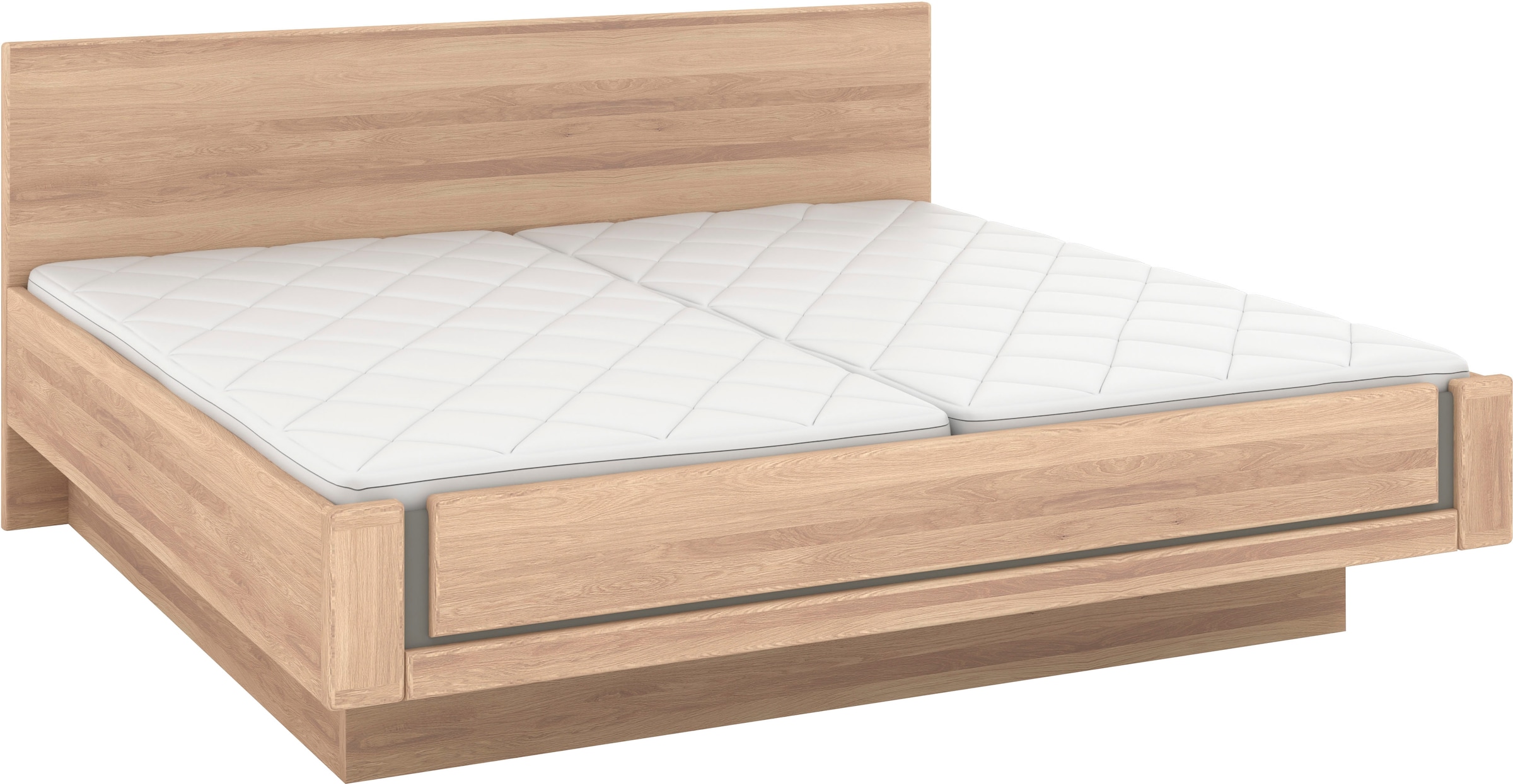 Musterring Holzbett »Sorrent, Bettgestell, Bettrahmen, teilmassiv Eiche«, (MADE IN GERMANY), Eiche teilmassiv, Liegehöhenverstellung, in schwebender Optik