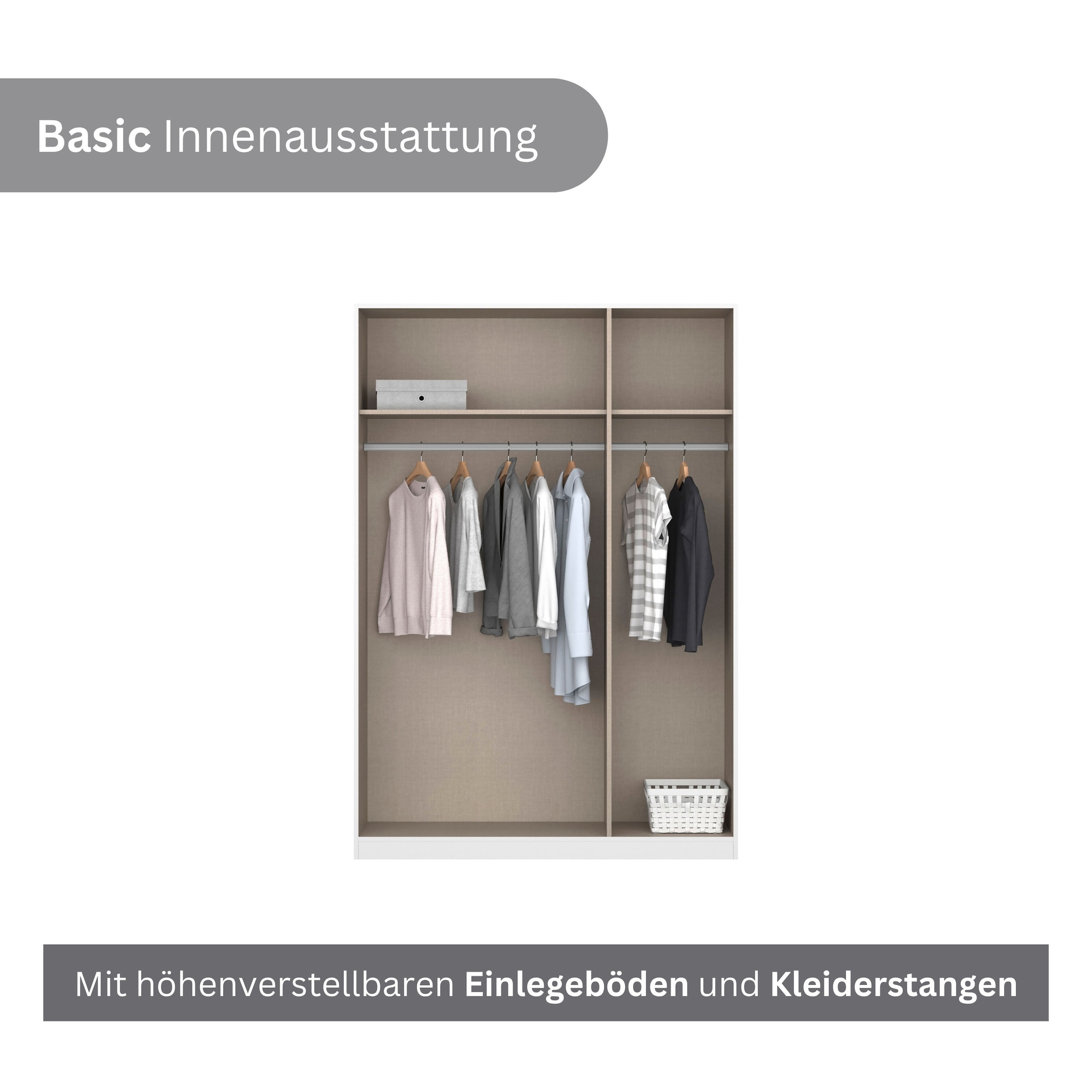 INOSIGN BY RAUCH Drehtürenschrank »Schlafzimmerschrank BESTSELLER Kleiderschrank Schrank Garderobe FERRIS« In 3 Ausführungen BASIC/CLASSIC/PREMIUM, in Breiten 136/181/226/271 cm,  Mitteltüren mit hochwertigem Grauspiegel MADE IN GERMANY
