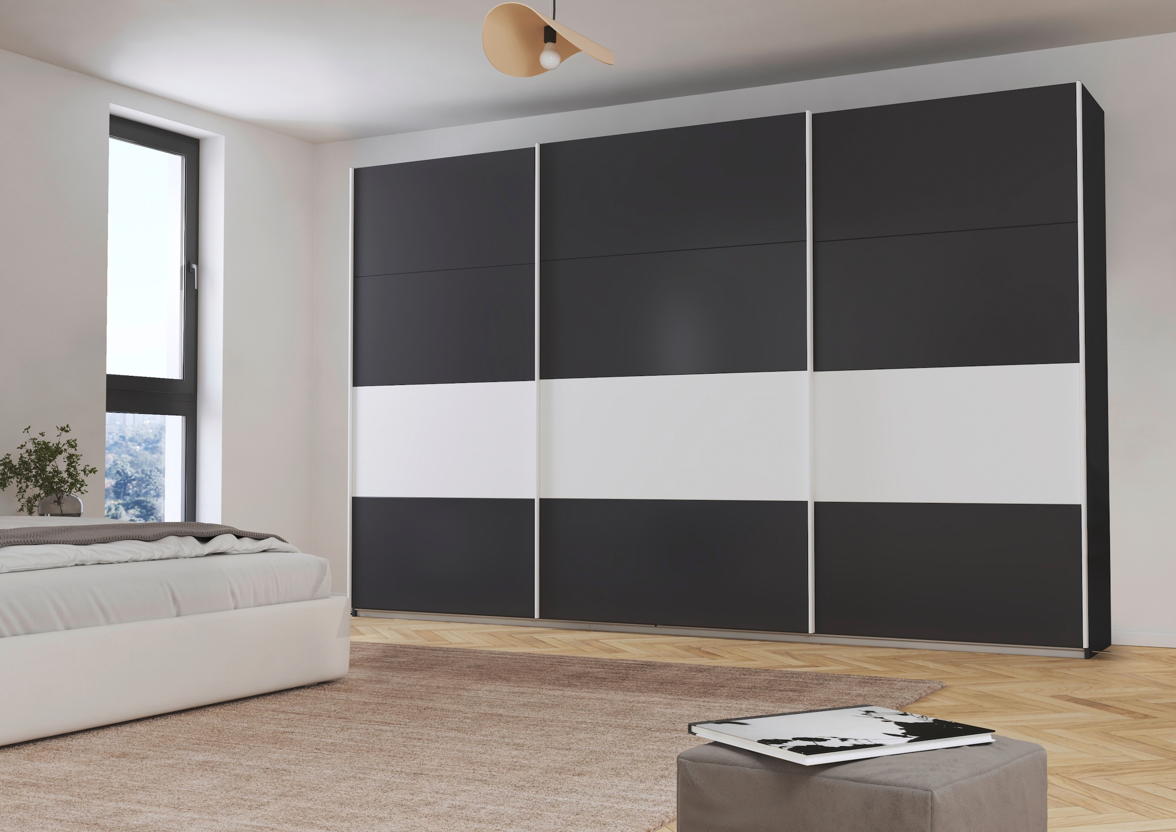 rauch Schwebetürenschrank »Schwebetürenschrank Kleiderschrank Schrank Garderobe CORTONA«, inkl. Inneneinteilung, 2 Stoffboxen und zusätzlichen Einlegeböden
