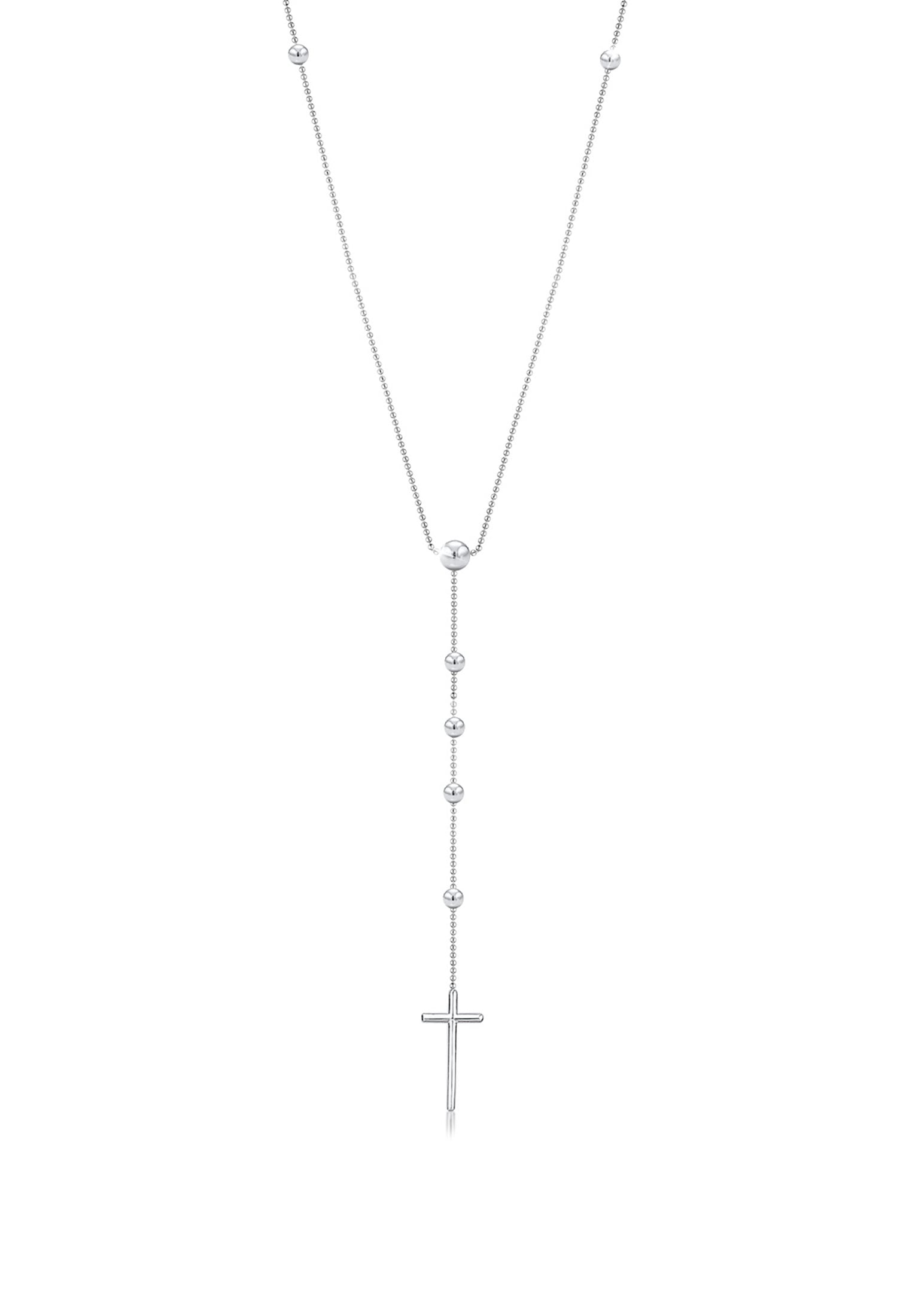 Elli Premium Kette mit Anhänger »Halskette Rosenkranz Kette Kreuz Taufe Religion 925 Sterling Silber«