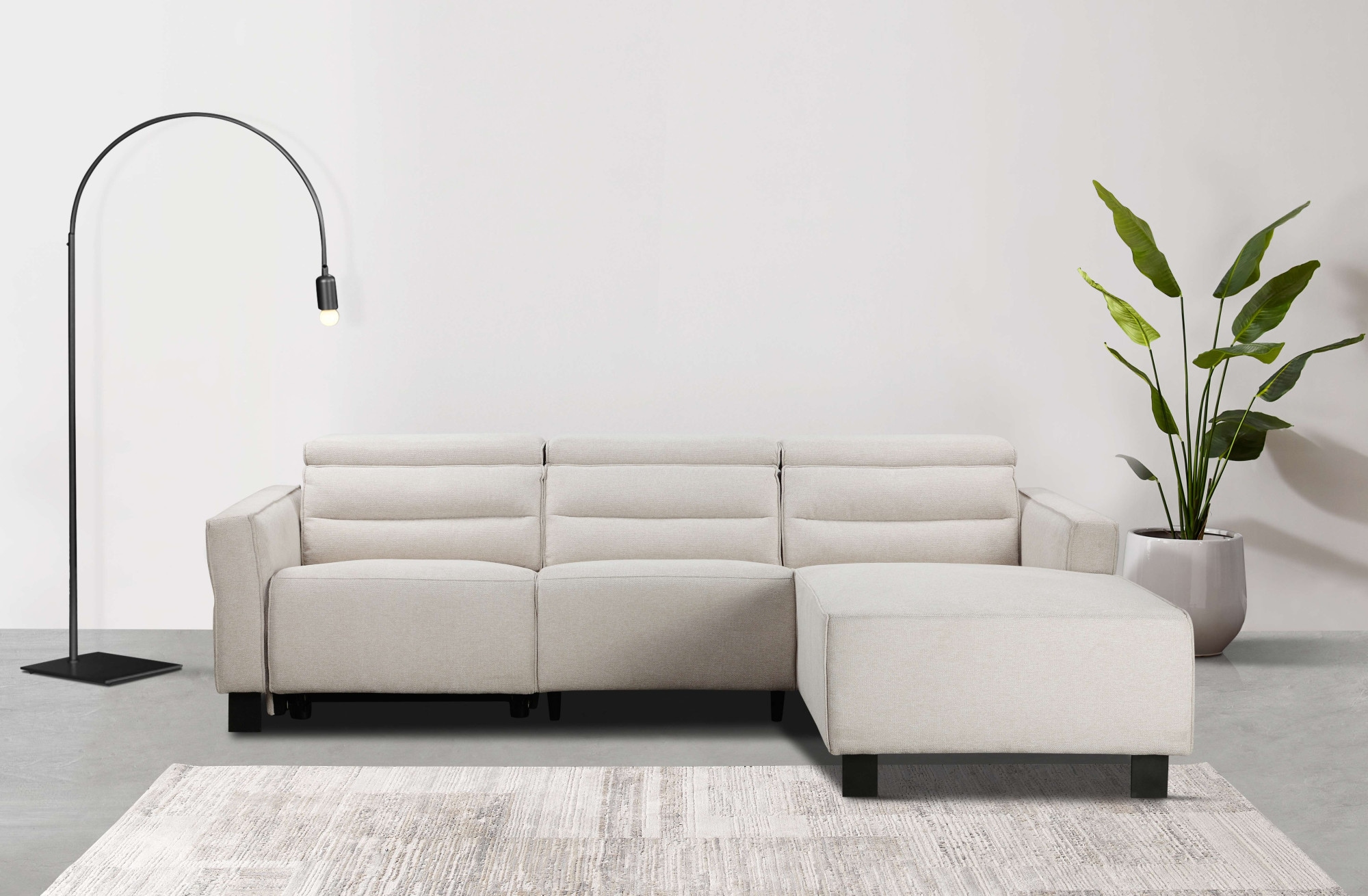 Places of Style Ecksofa »Carpari, L-Form, 263 cm, manuelle o. elektrische Relaxfunktion,«, USB A/C und Kopfteilverstellung