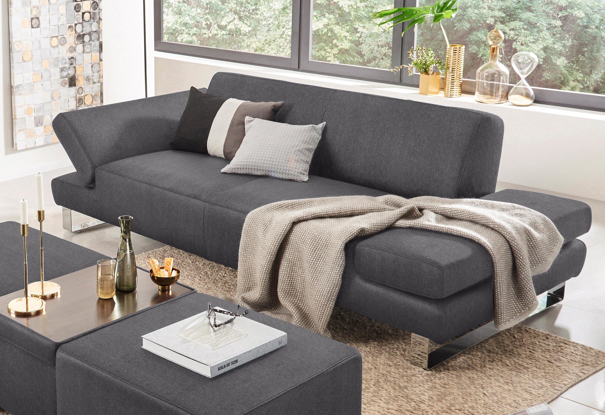 W.SCHILLIG 3-Sitzer »taboo Designsofa mit hohem Sitzkomfort«, mit Übertiefe, inklusive Armlehnenverstellung
