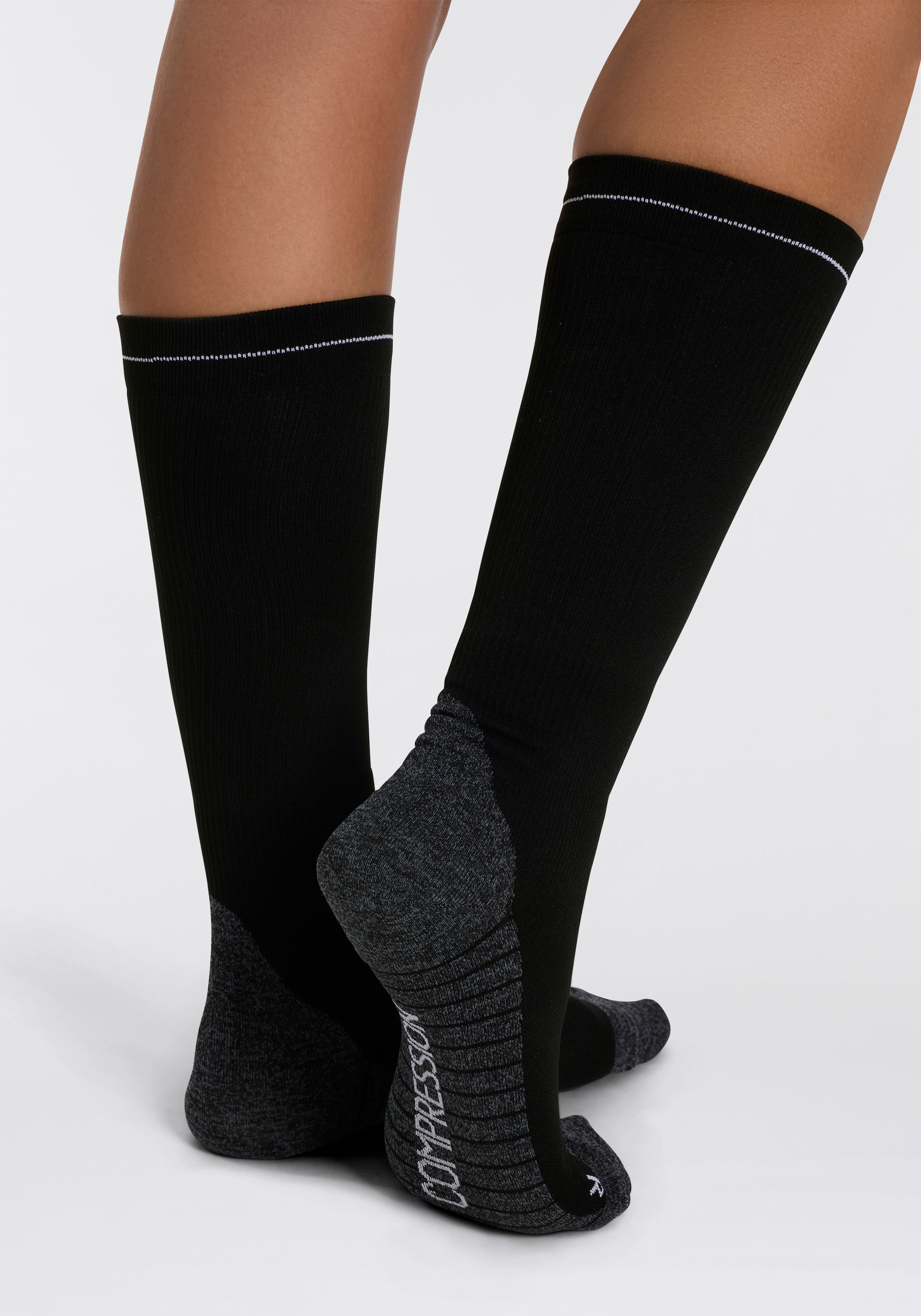 XTREME sockswear Kompressionsstrümpfe »2er Pack«, (2 Paar, 2), mit elastischer Rippstruktur