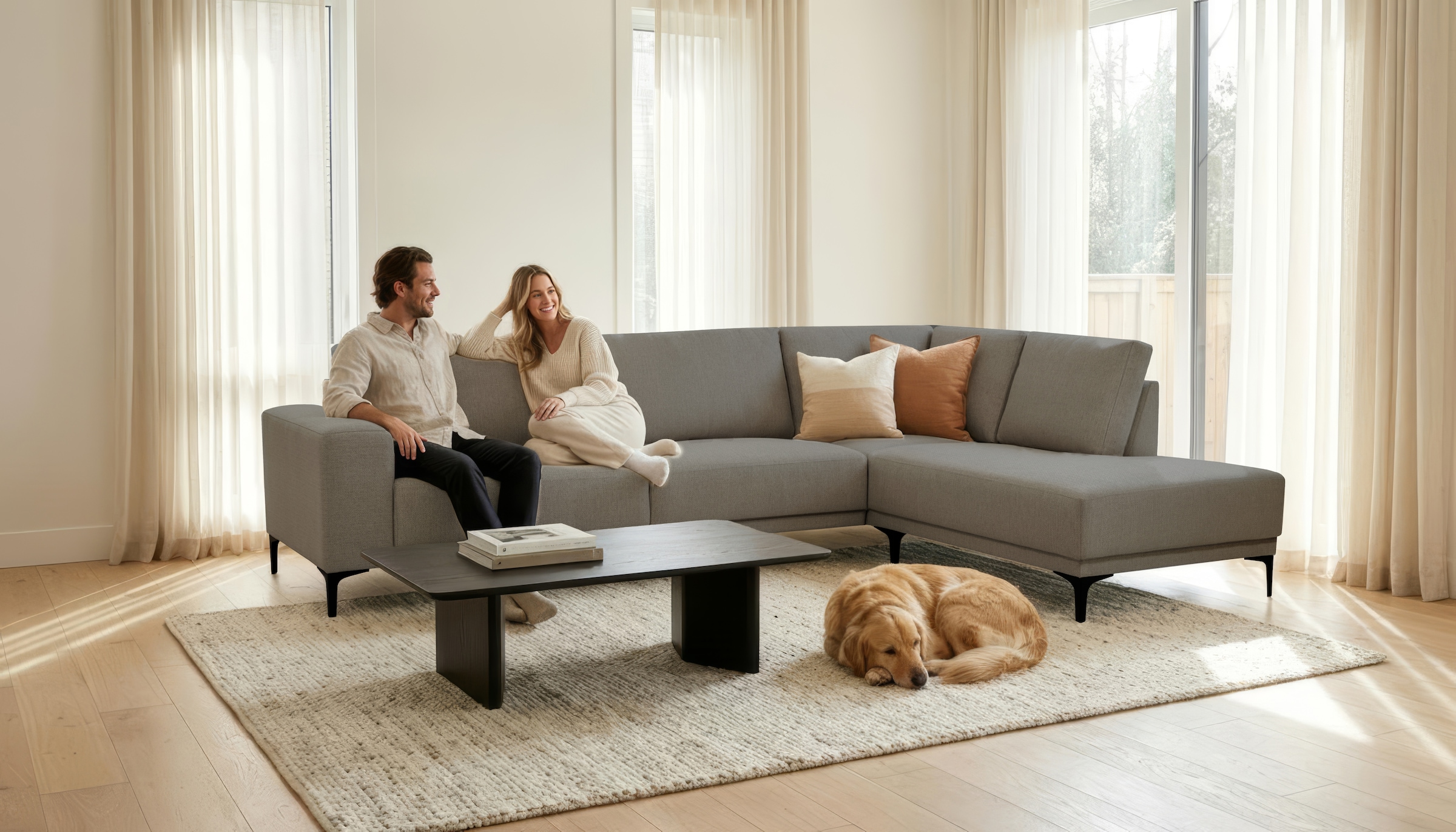 OTTO home Ecksofa »Xander, L-Form,« Breite 289 cm, Webstoff, Soft-Touch Chenille, schwarze Metallfüße
