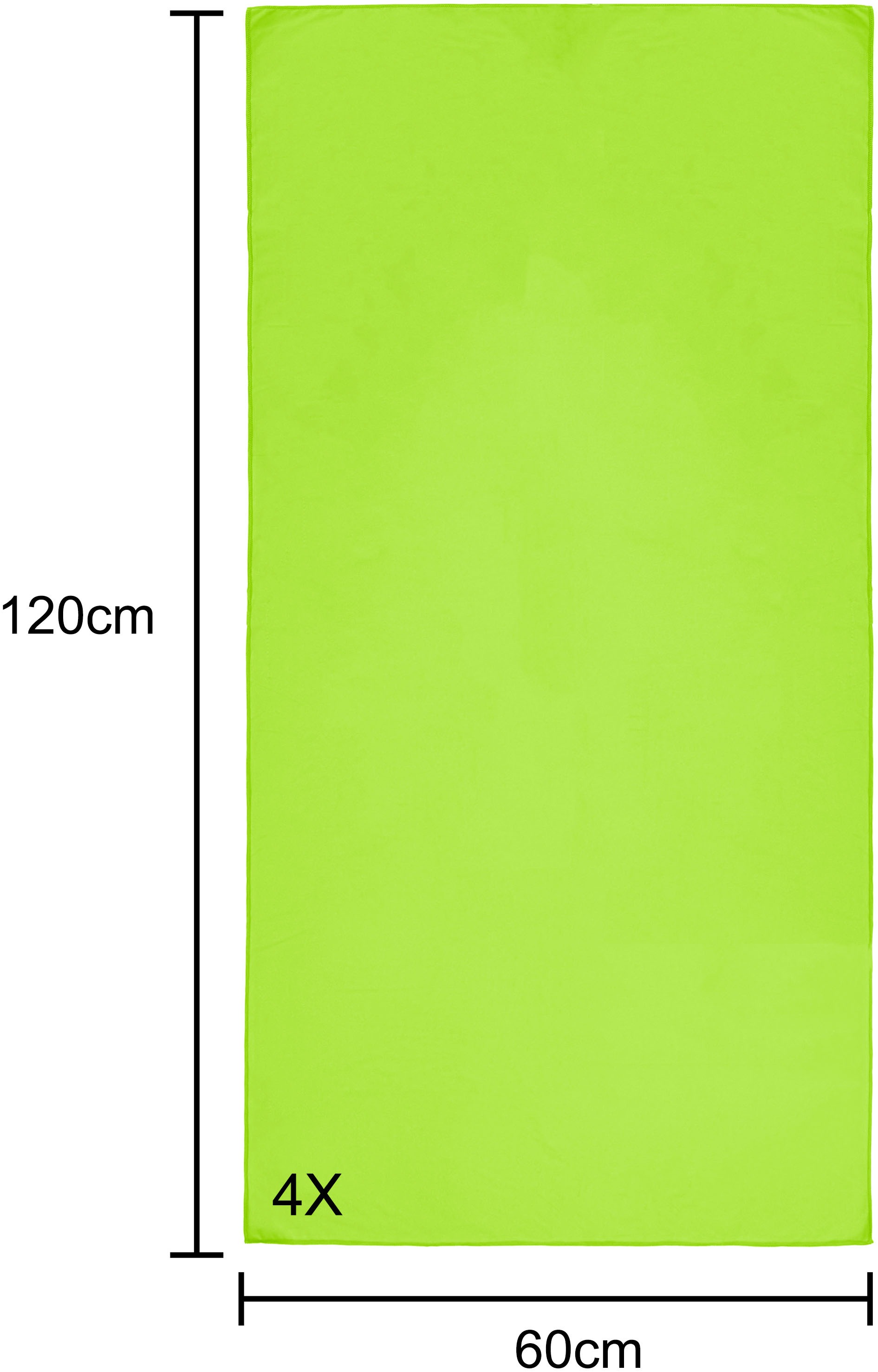 my home Reisehandtuch »Xavi, 4 x 60x120cm, ideal als Sporthandtuch, Reisehandtuch«, (4 St.), als Serie und Set, sehr leicht, kompakt, schnelltrocknend, Mikrofaser