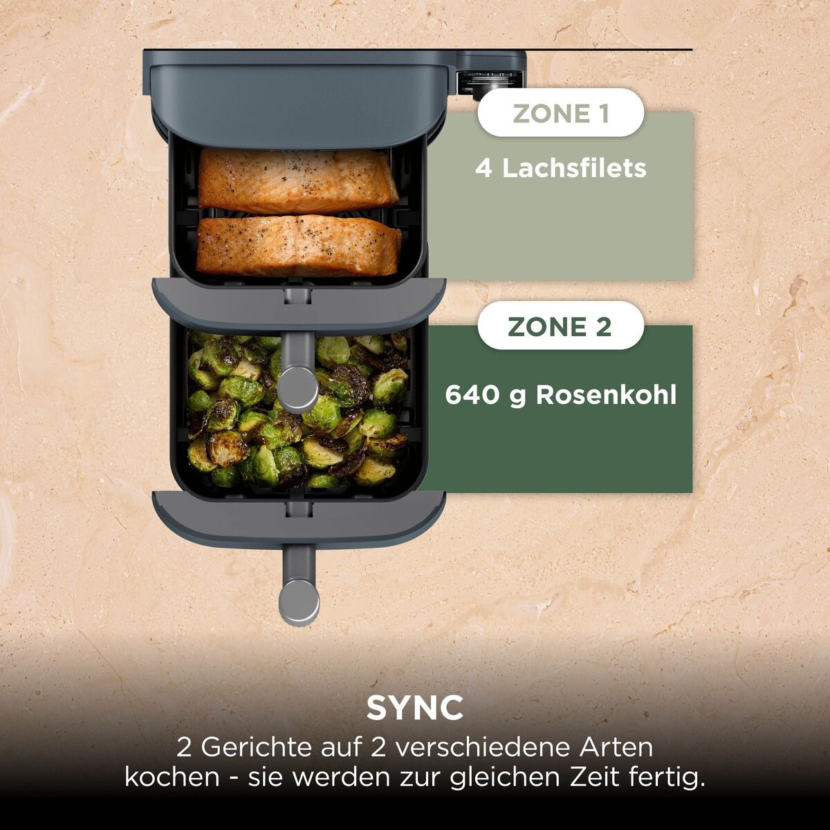 NINJA Heißluftfritteuse »Ninja Double Stack XL Heißluftfritteuse mit 2 Schubladen 9,5 L – Blau« 2450 W