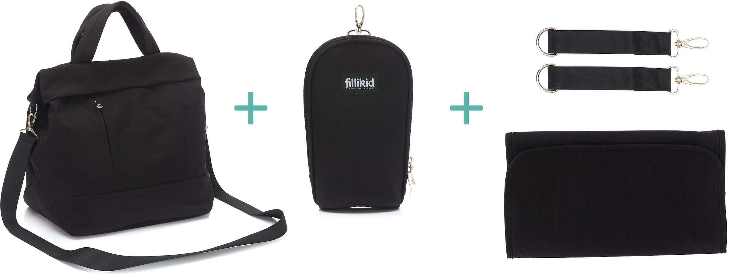 Fillikid Wickeltasche »Palma, schwarz«, mit Thermotasche und Wickelunterlage