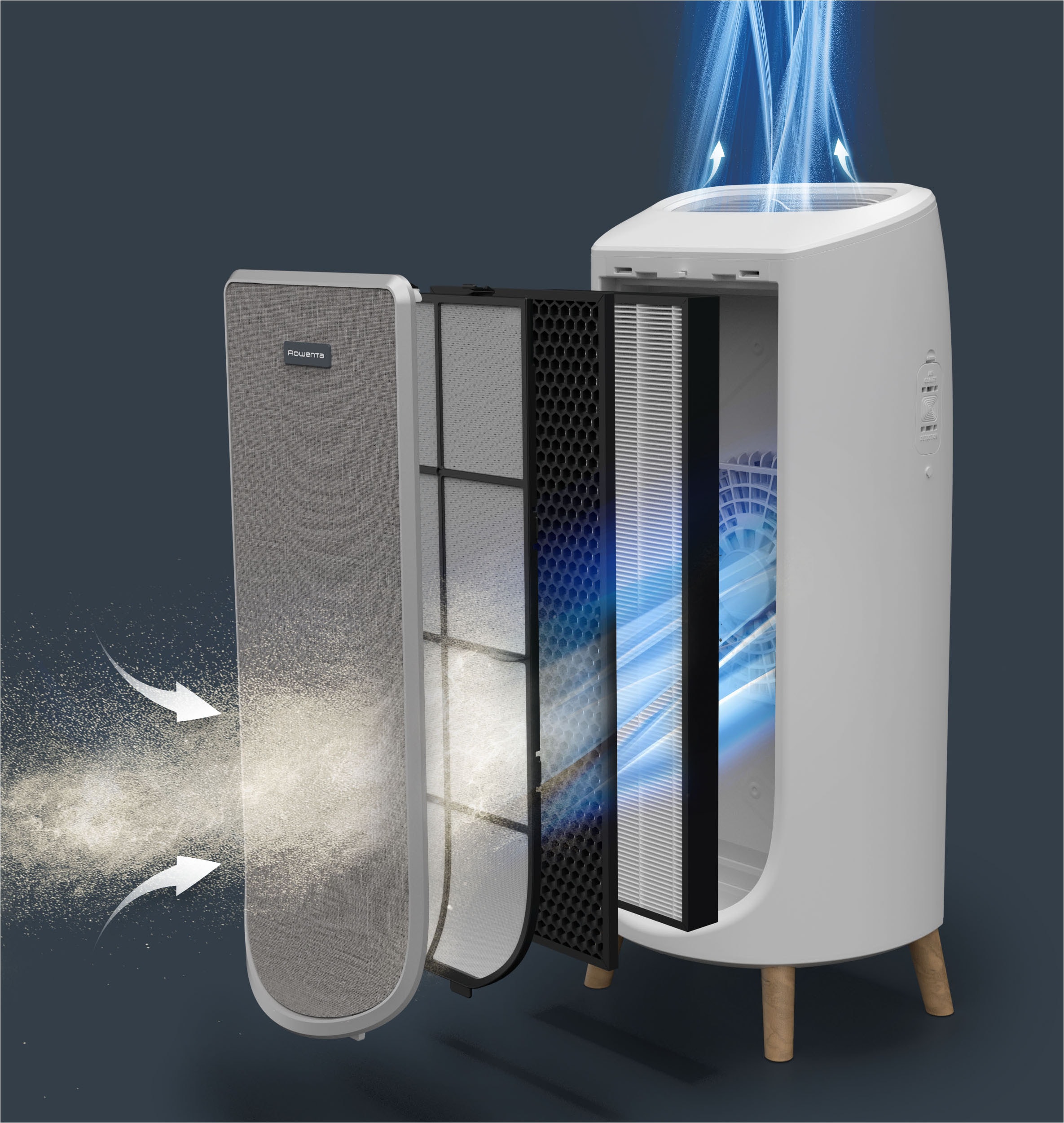 Rowenta Luftreiniger »PU6180 Intense Pure Air Home Connect«, für 36 m² Räume, HEPA-Luftfilterung, App, 4 automatische Modi, 32 dB(A), Textil-Finish
